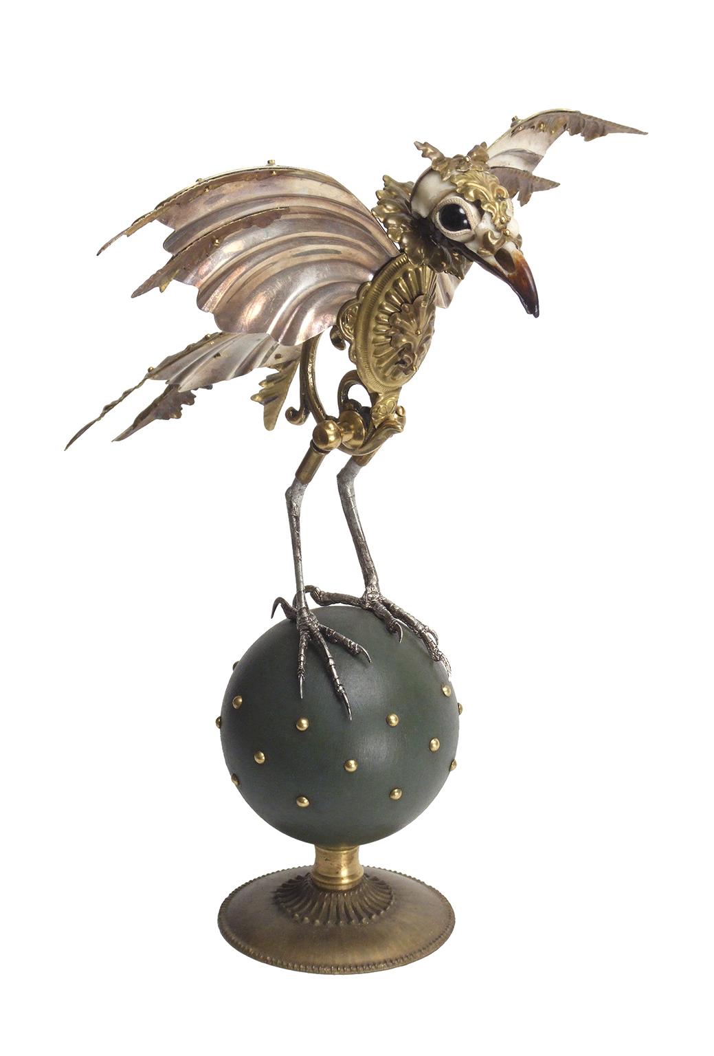 "Skylar", antique hardware and findings, bird, sculpture - Mixed Media Art by Jessica Joslin