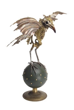 "Skylar", antique hardware and findings, bird, sculpture
