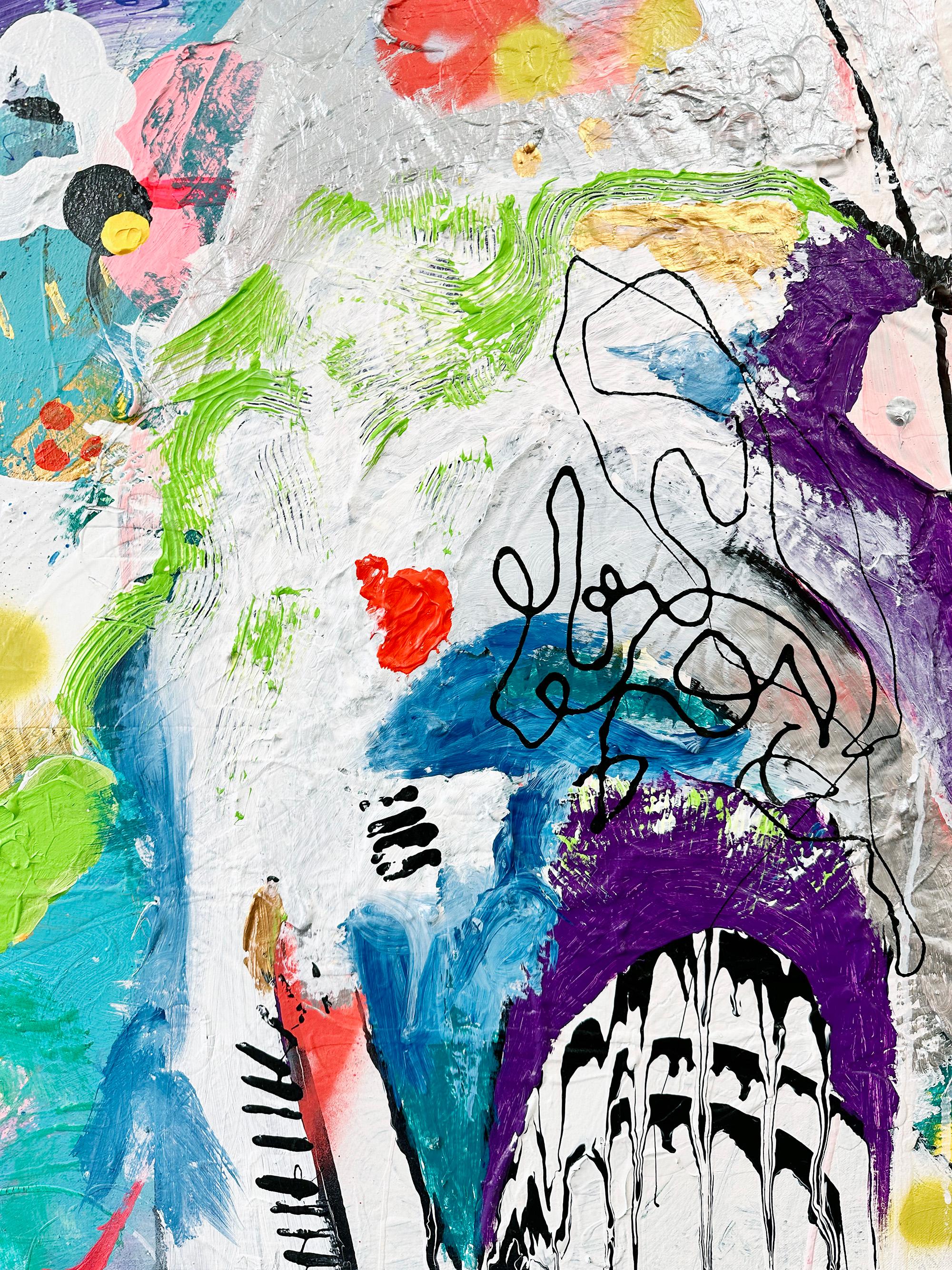 Festival
2014
Acryl auf Leinwand
39 x 39 Zoll

Untertitel: Der Titel für Festival ist inspiriert von einem Gefühl des Feierns, von lauten Klängen und Bildern und all der Kakophonie und Sinnesbeherrschung, die man bei Karnevals, Themenparks und