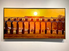 Jessica Leonard, "Daybreak", Saratoga Racetrack Oil Painting on Canvas