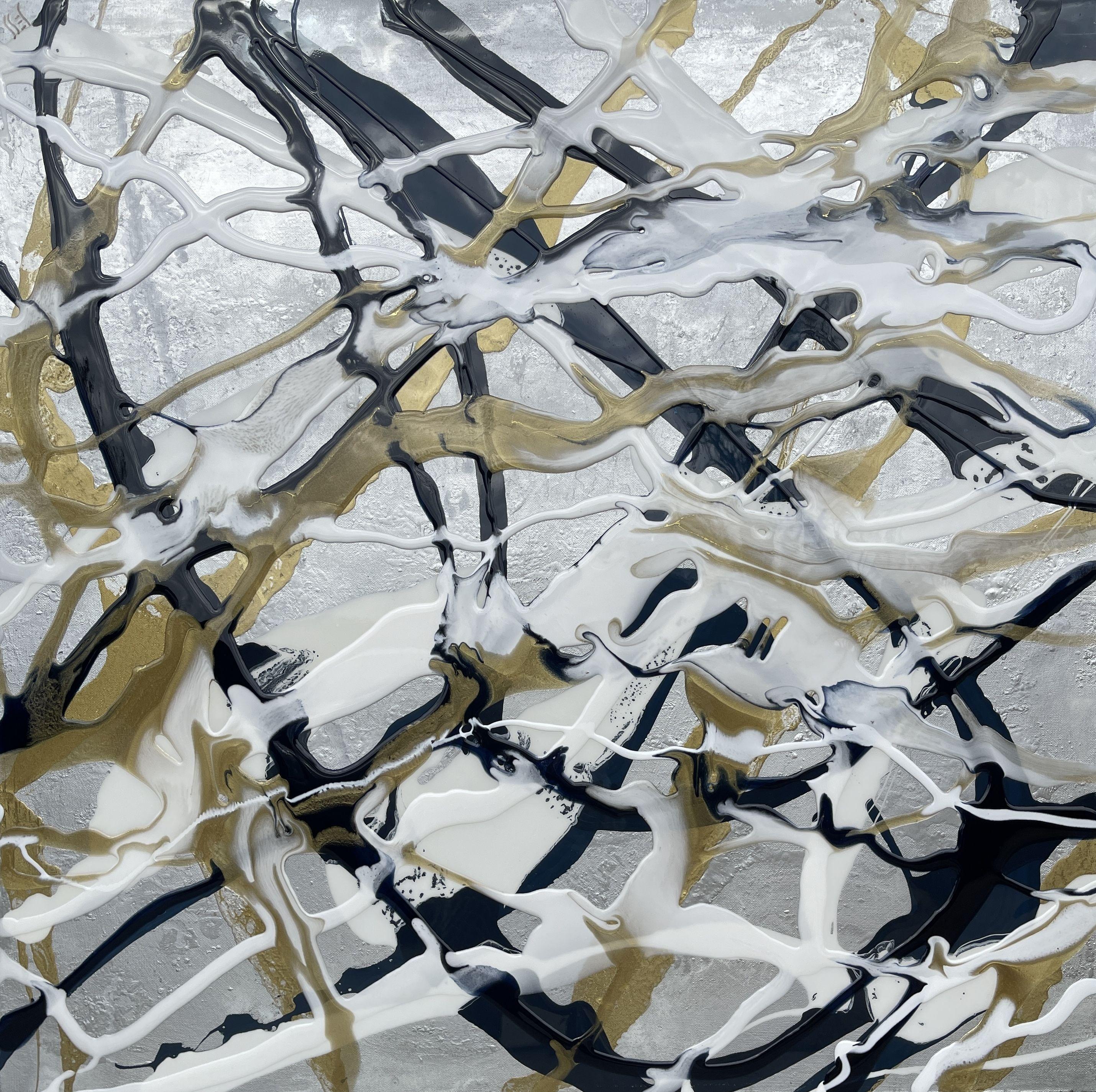 Jessica M. Chaix Abstract Painting - Ã“rbita metÃ¡lica, Painting, Acrylic on Canvas
