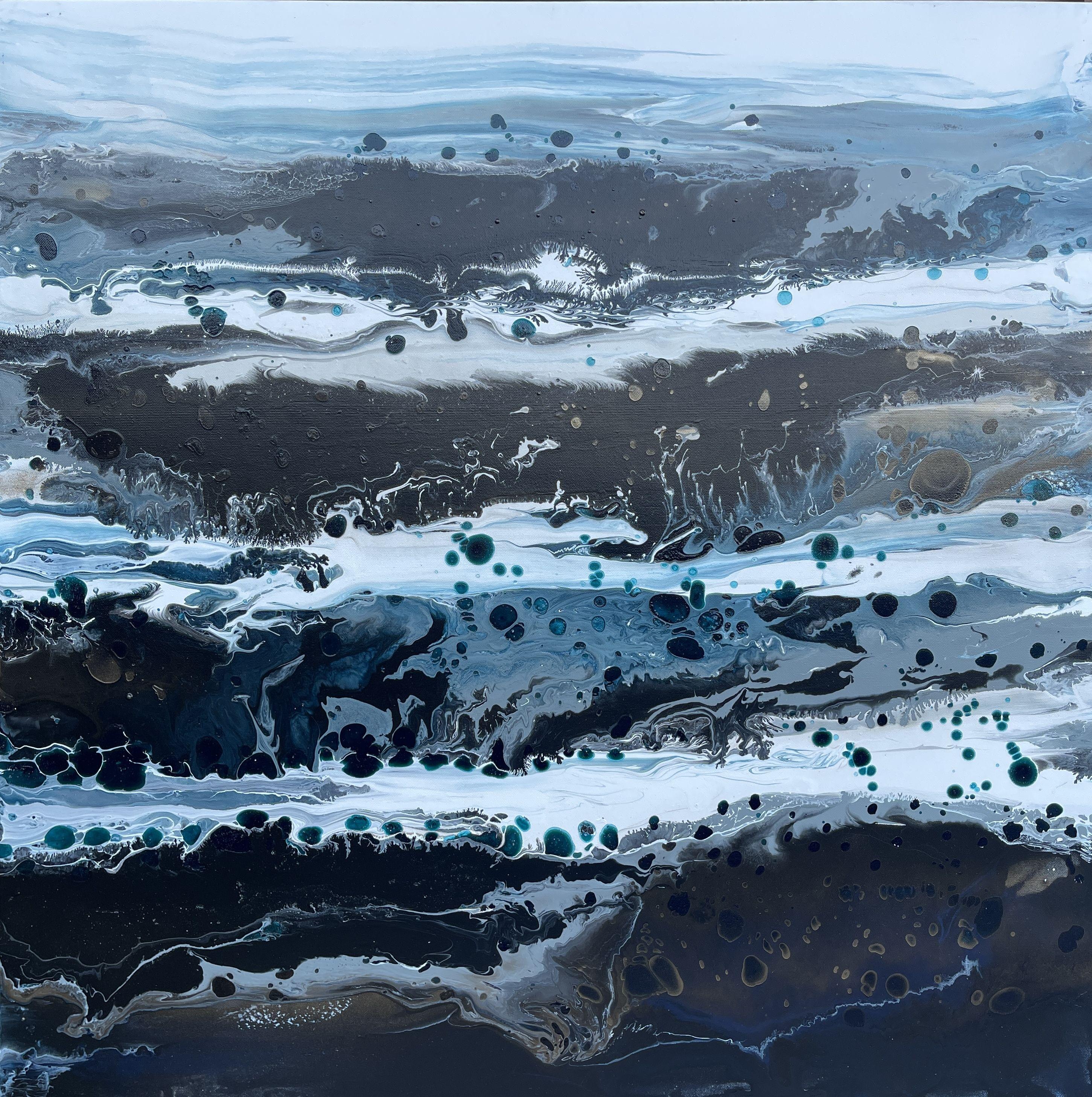 Abstract Painting di Jessica M. Chaix - Oceano calmo #1, Pittura, Acrilico su tela