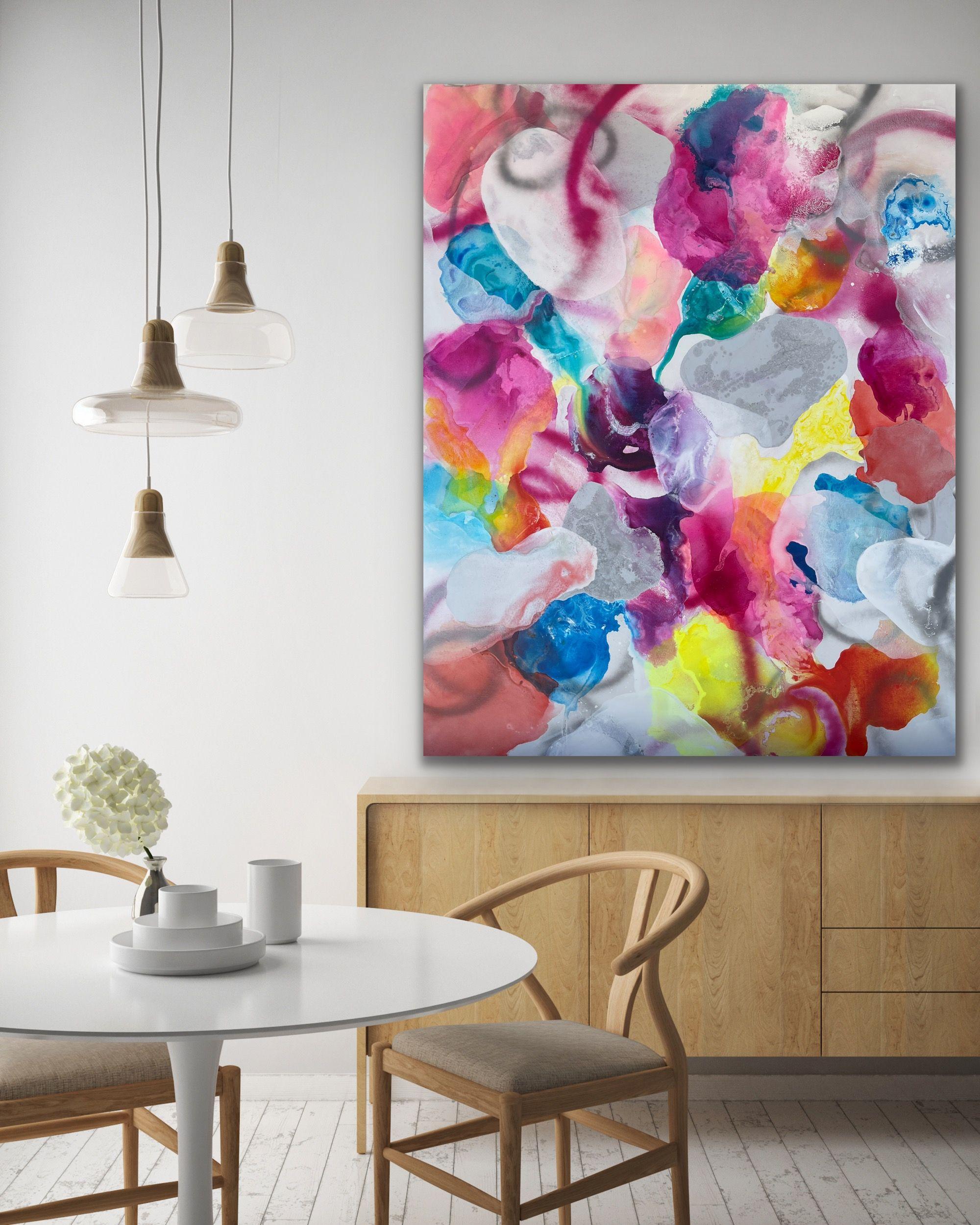 Candyland, Gemälde, Acryl auf Leinwand (Grau), Abstract Painting, von Jessica M. Chaix