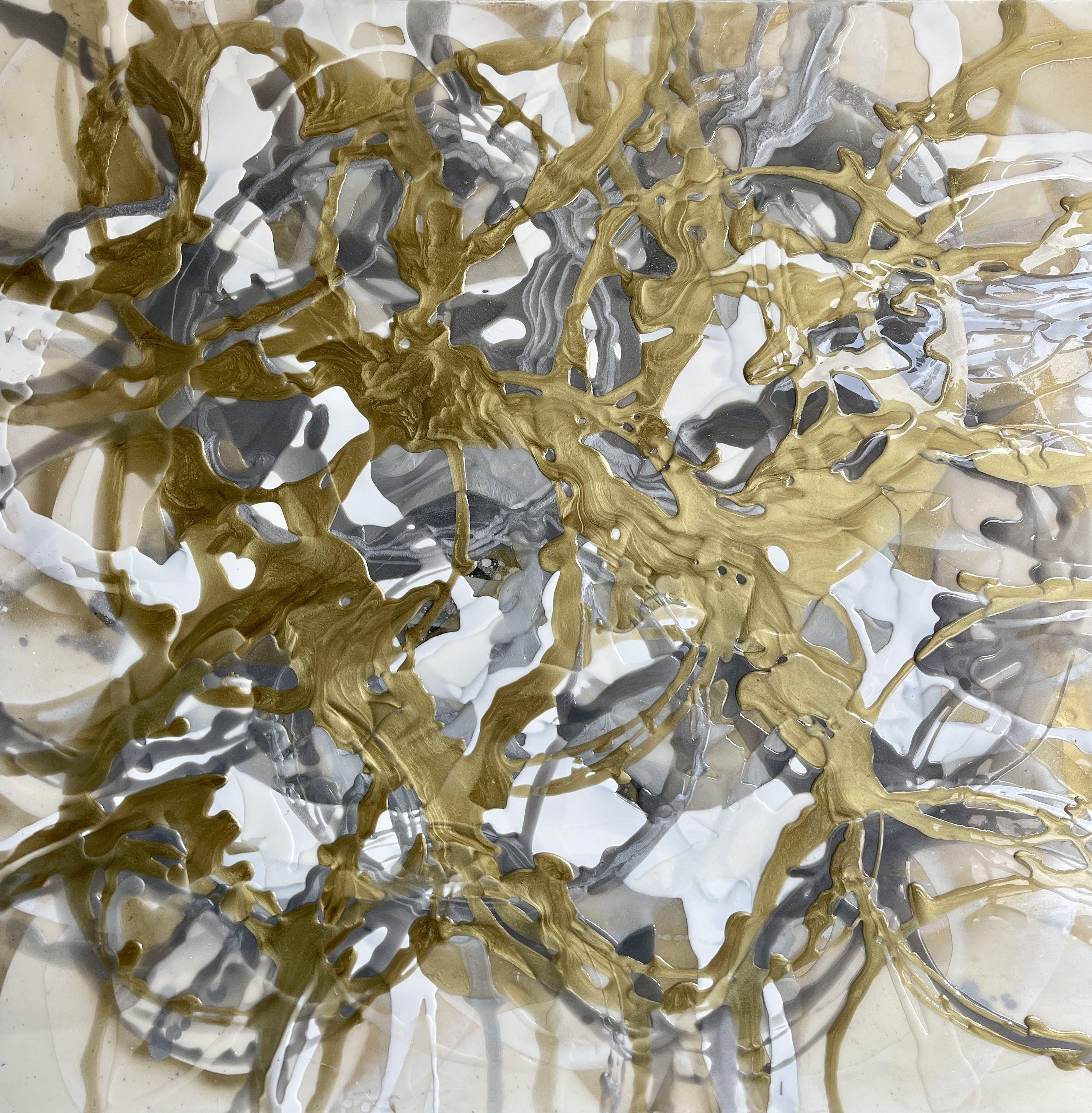 Jessica M. Chaix Abstract Painting - Gold knots, Painting, Acrylic on Canvas