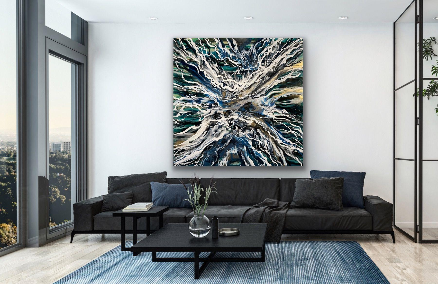 Infinity III, Painting, Acrylic on Canvas - Black Abstract Painting by Jessica M. Chaix