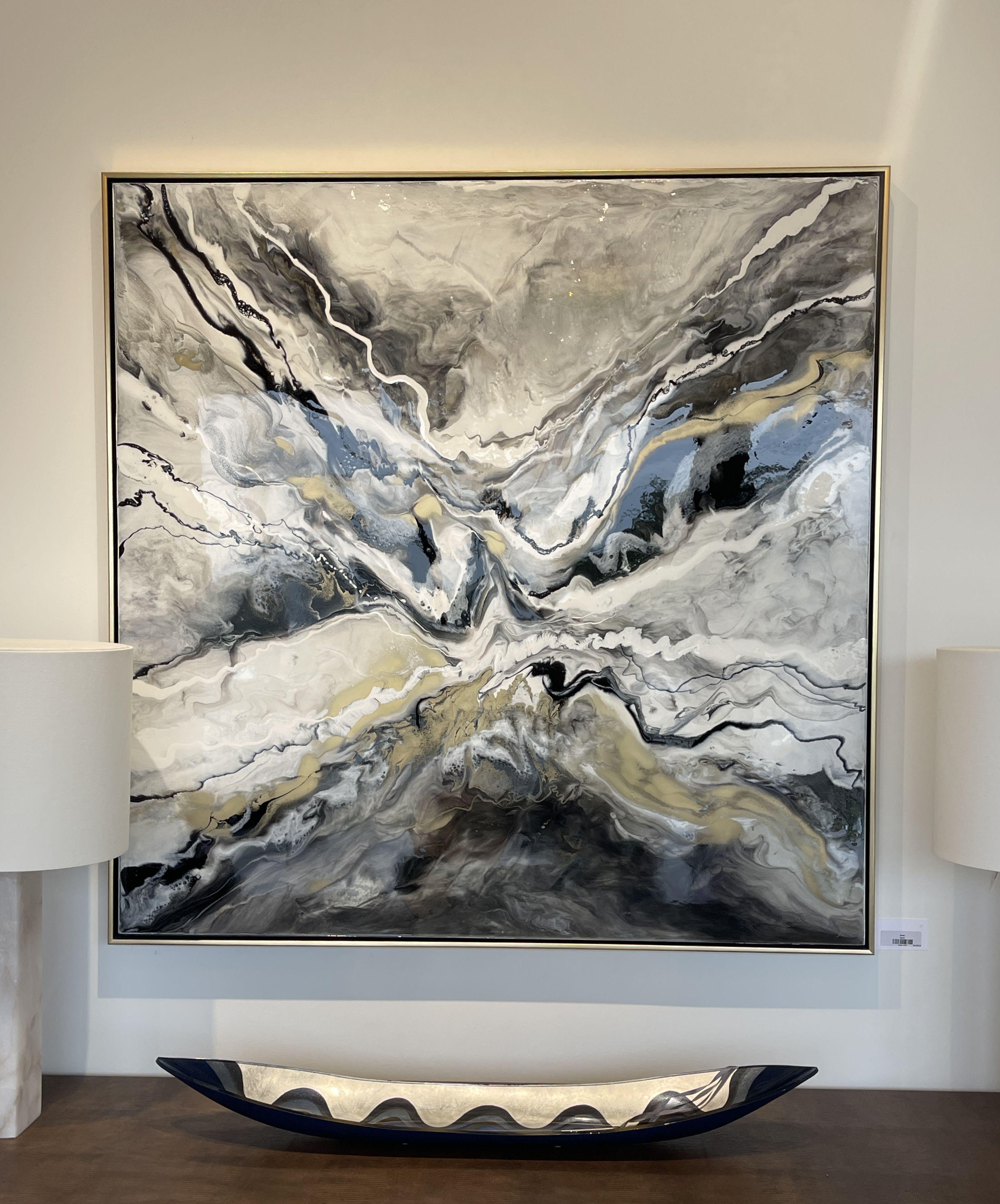 Shakti IX, Painting, Acrylic on Canvas - Gray Abstract Painting by Jessica M. Chaix