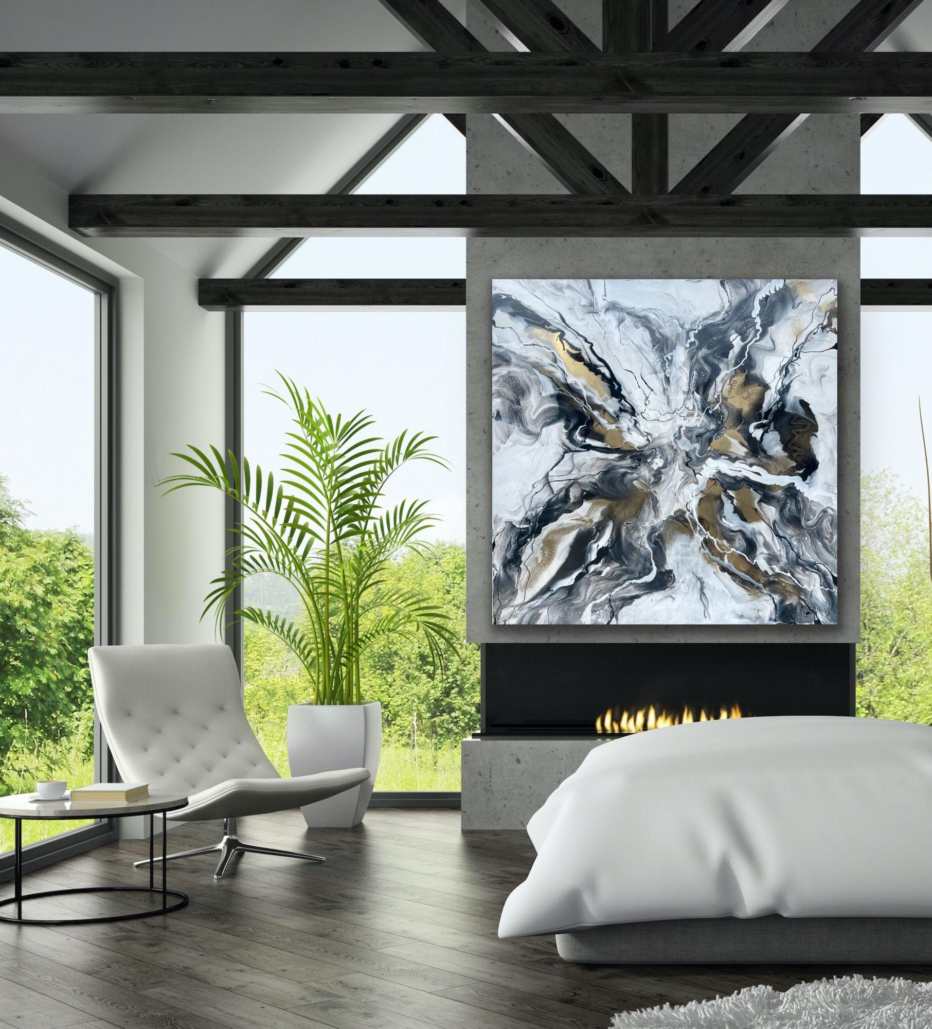 Shakti VIII, Painting, Acrylic on Canvas - Gray Abstract Painting by Jessica M. Chaix
