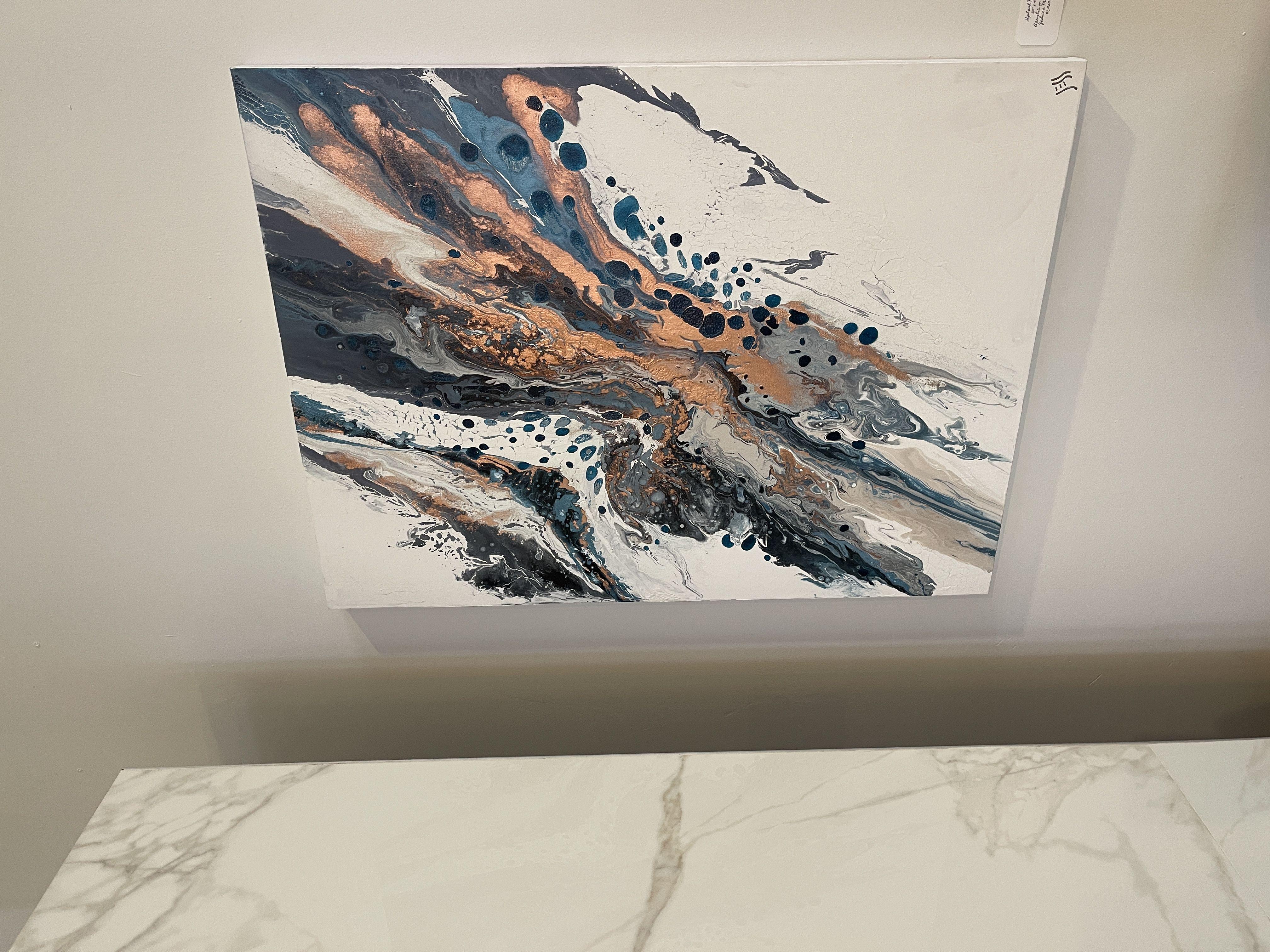 Splash, Painting, Acrylic on Canvas - Gray Abstract Painting by Jessica M. Chaix