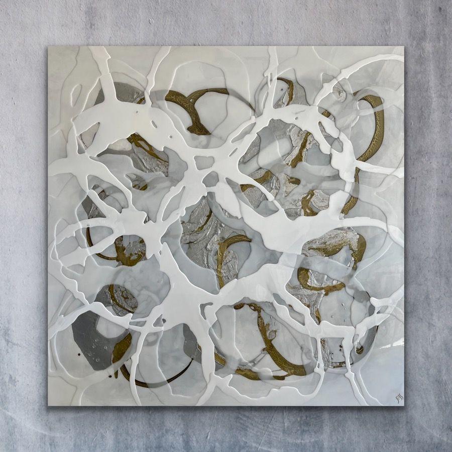 Most recent style, through the use of Resin I wanted to create pieces with deepness, with dimension, so I work in layers, as many as I need until I feel satisfied, until the piece is interesting enough to look at.  Through different techniques I