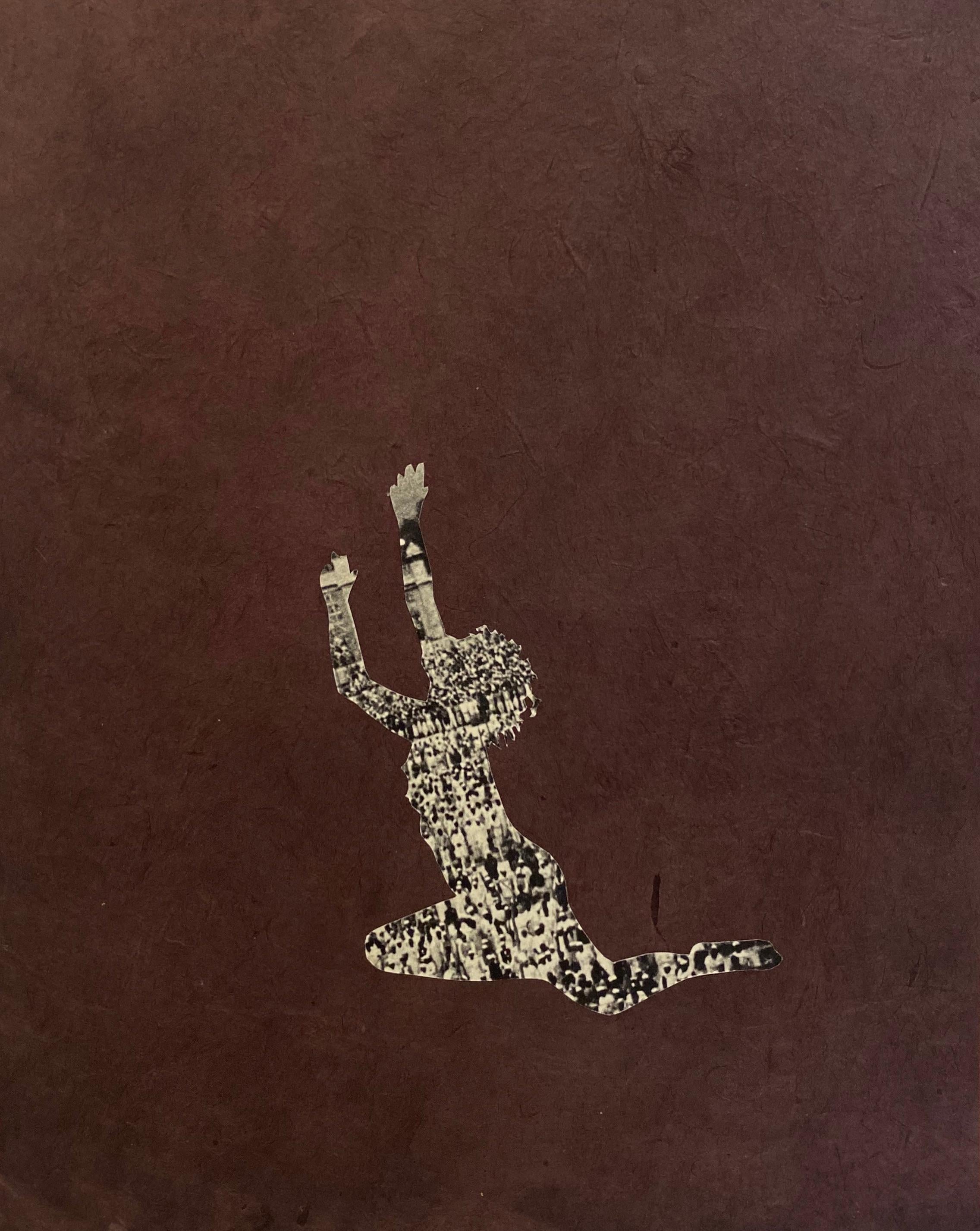 Untitled Three - Reaching Female Figure Collage Black and White Brown, 2020