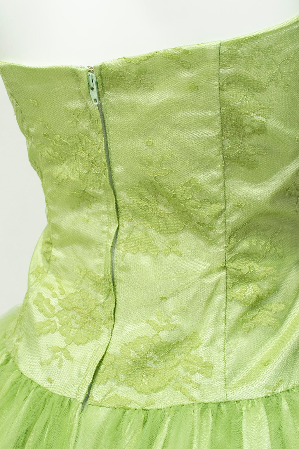 Green Jessica McClintock for Gunne Sax Strapless Lime Ballerina Dress – Small, 2003 For Sale