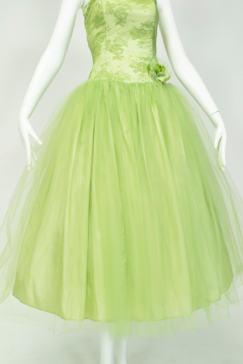 Jessica McClintock for Gunne Sax Strapless Lime Ballerina Dress – Small, 2003 In Good Condition For Sale In Tucson, AZ