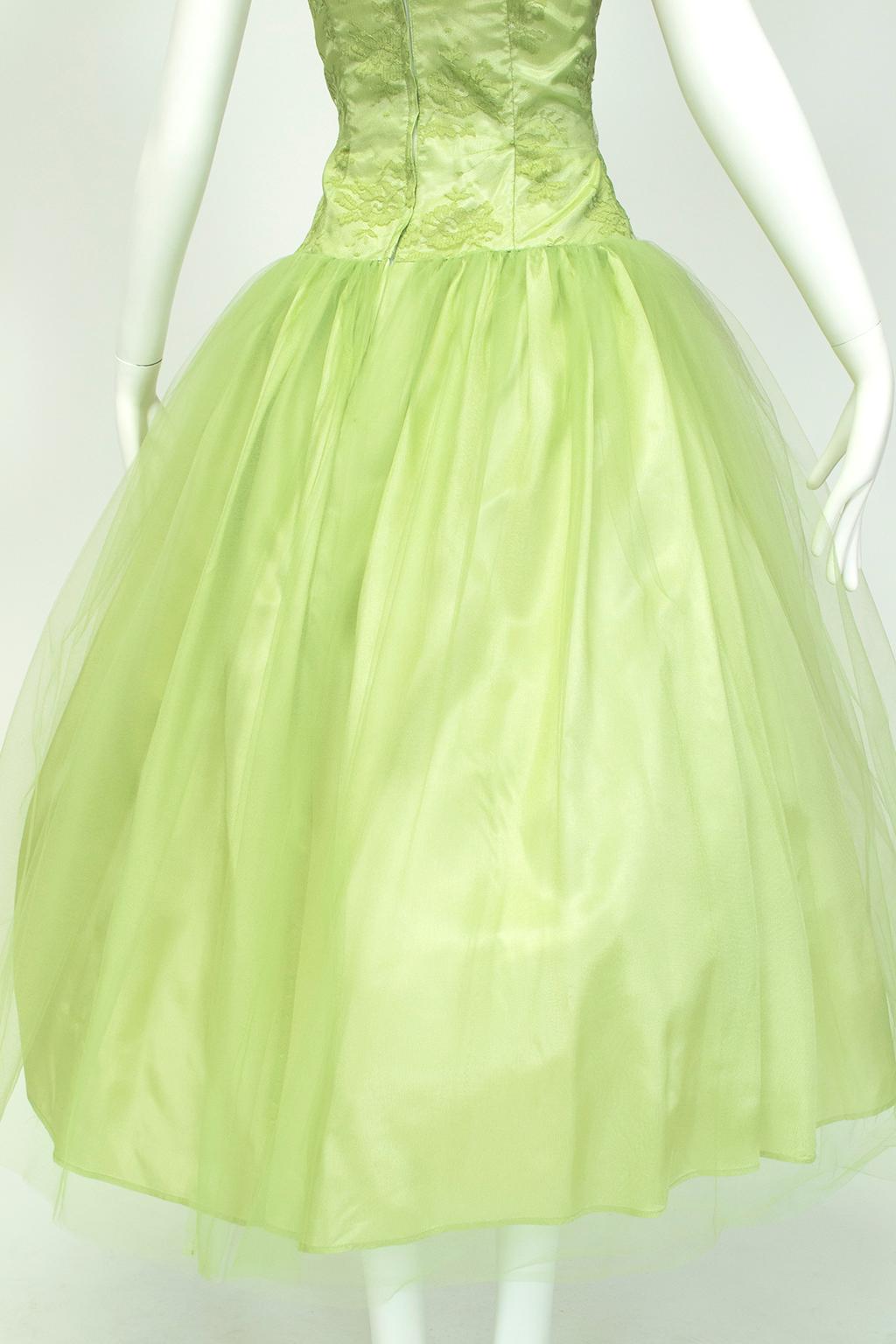 Jessica McClintock for Gunne Sax Strapless Lime Ballerina Dress – Small, 2003 For Sale 1