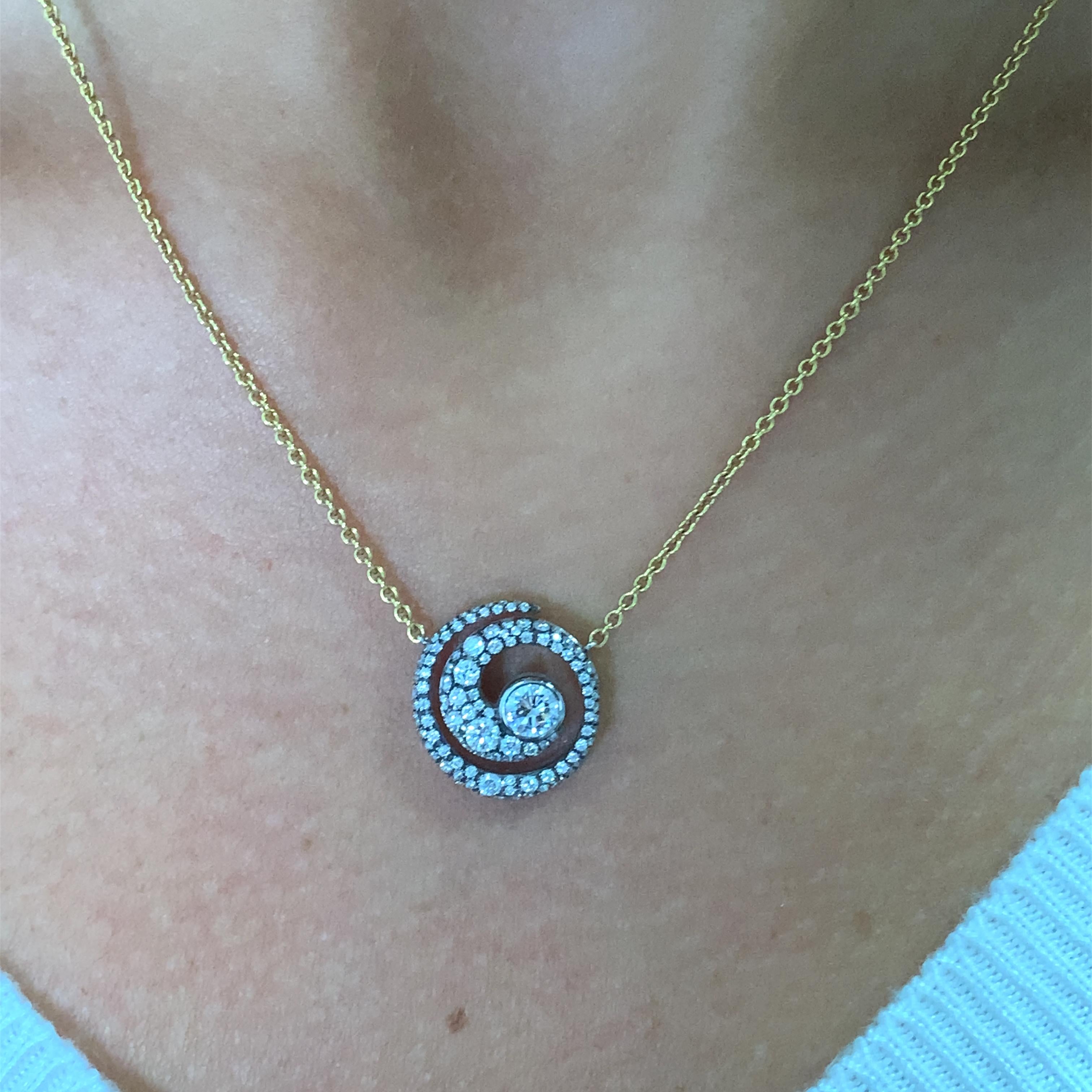 Art Deco Jessica McCormack Tattoo Diamond Blackened 18k Yellow Gold Pendant