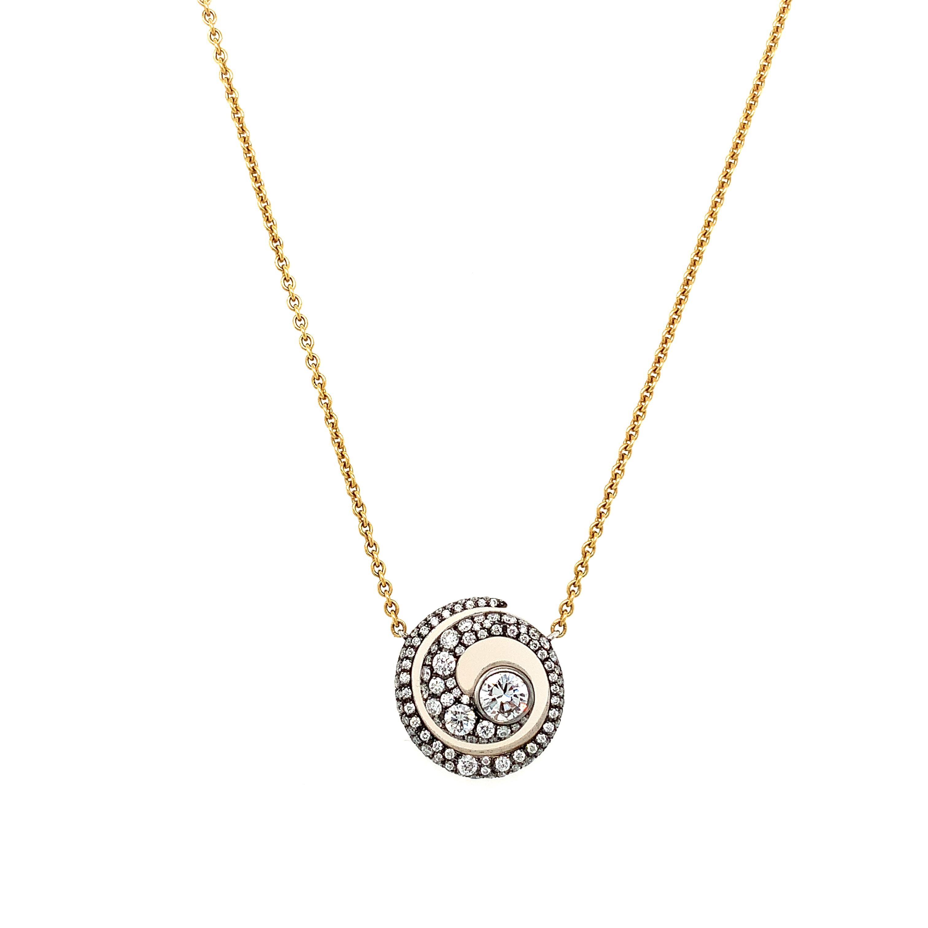 Round Cut Jessica McCormack Tattoo Diamond Blackened 18k Yellow Gold Pendant