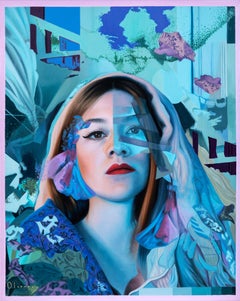 "Quiéreme, querida" - Portrait féminin figuratif abstrait, peinture à l'huile