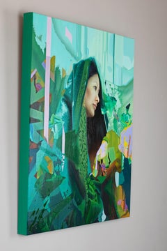 "Sabor a miel" - Abstraktes figuratives Frauenporträt, Ölgemälde