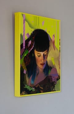 "Y los sueños, sueños son" – Abstract Figurative Female Portrait, Oil Painting