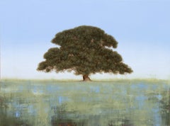 Between Dreams by Jessica Pisano Contemporary Landscape with Tree on board