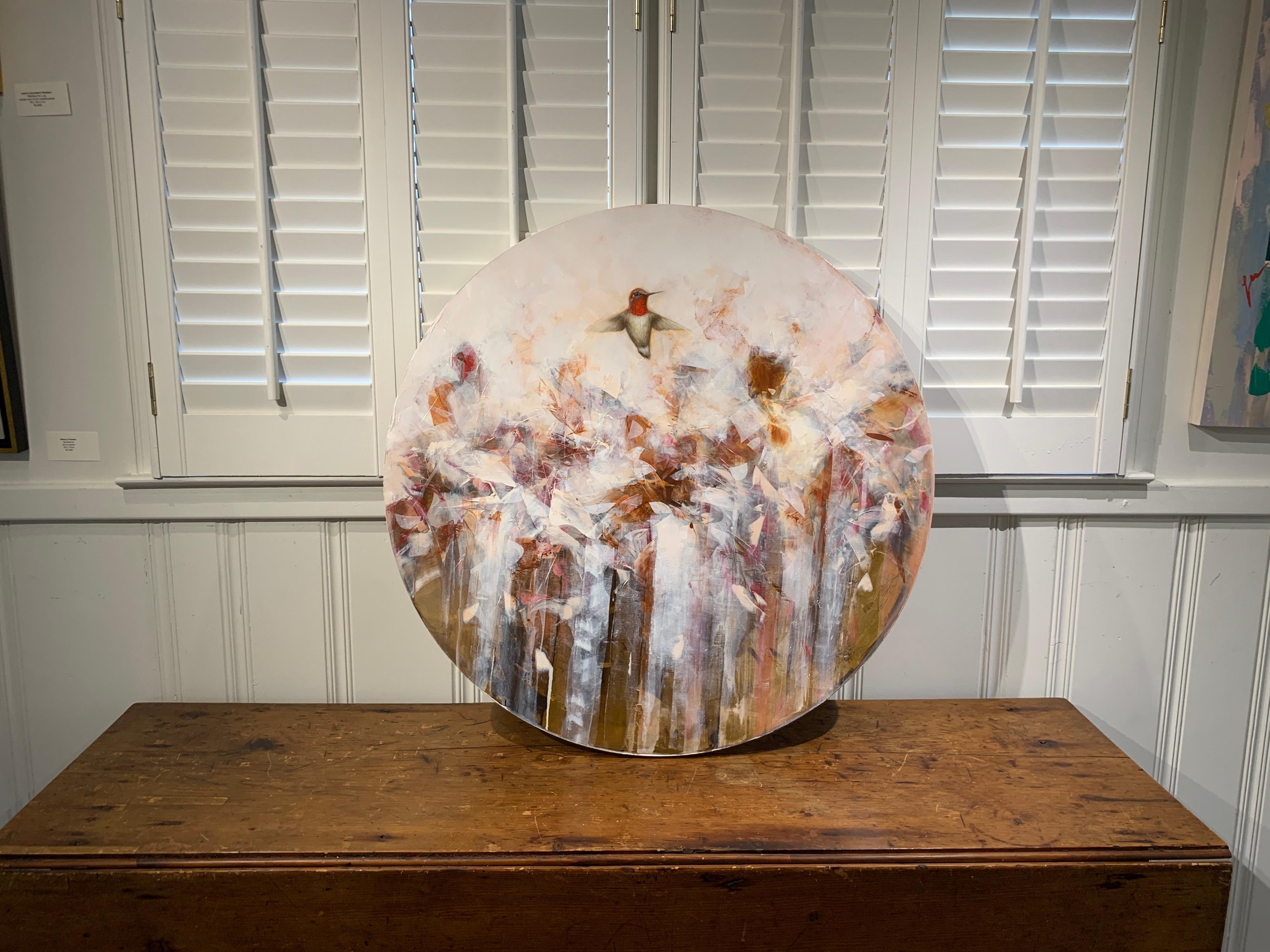 Golden Bloom II by Jessica Pisano, Contemporary Bird Painting on Board 1