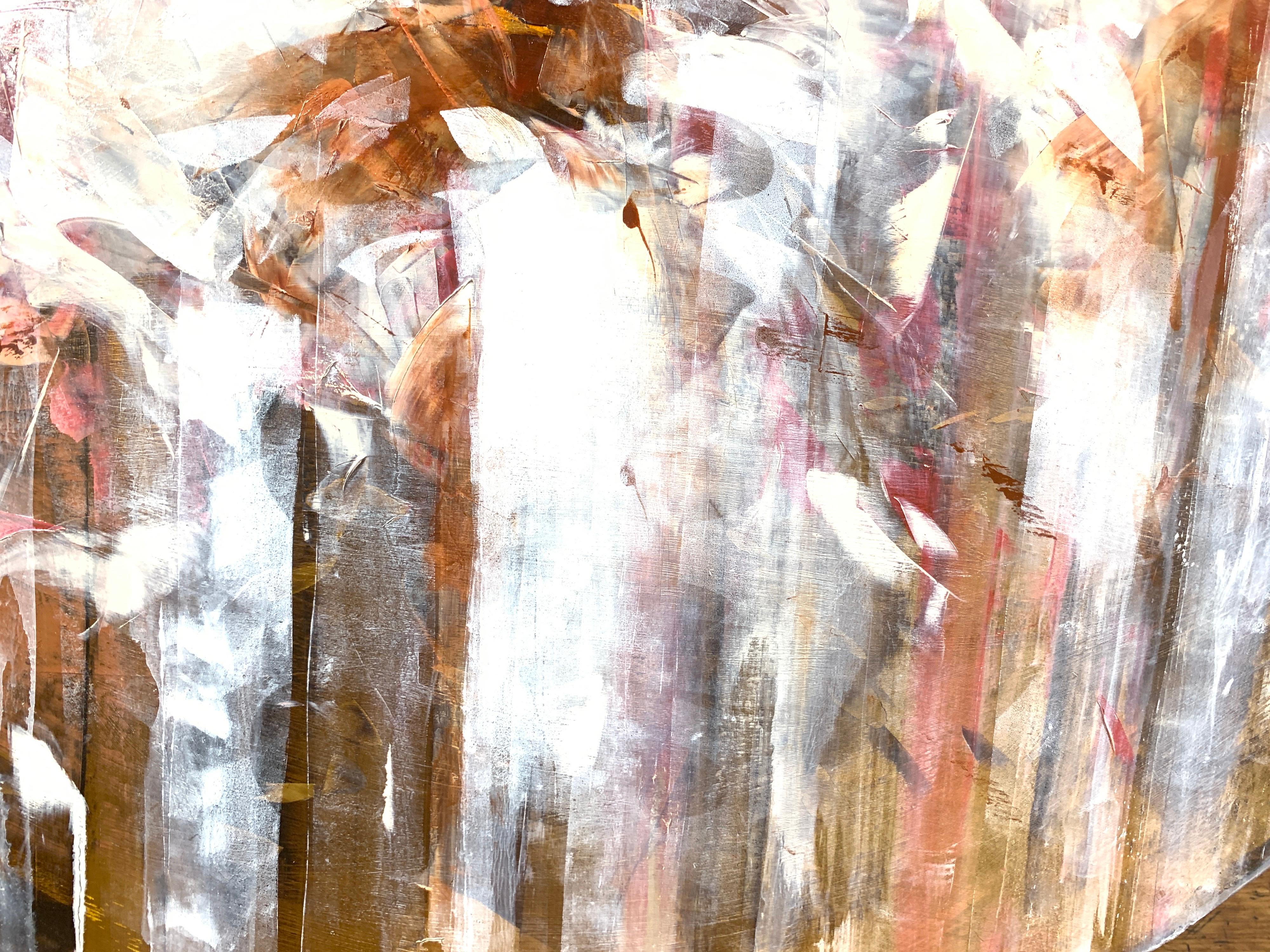 Golden Bloom II by Jessica Pisano, Contemporary Bird Painting on Board 2
