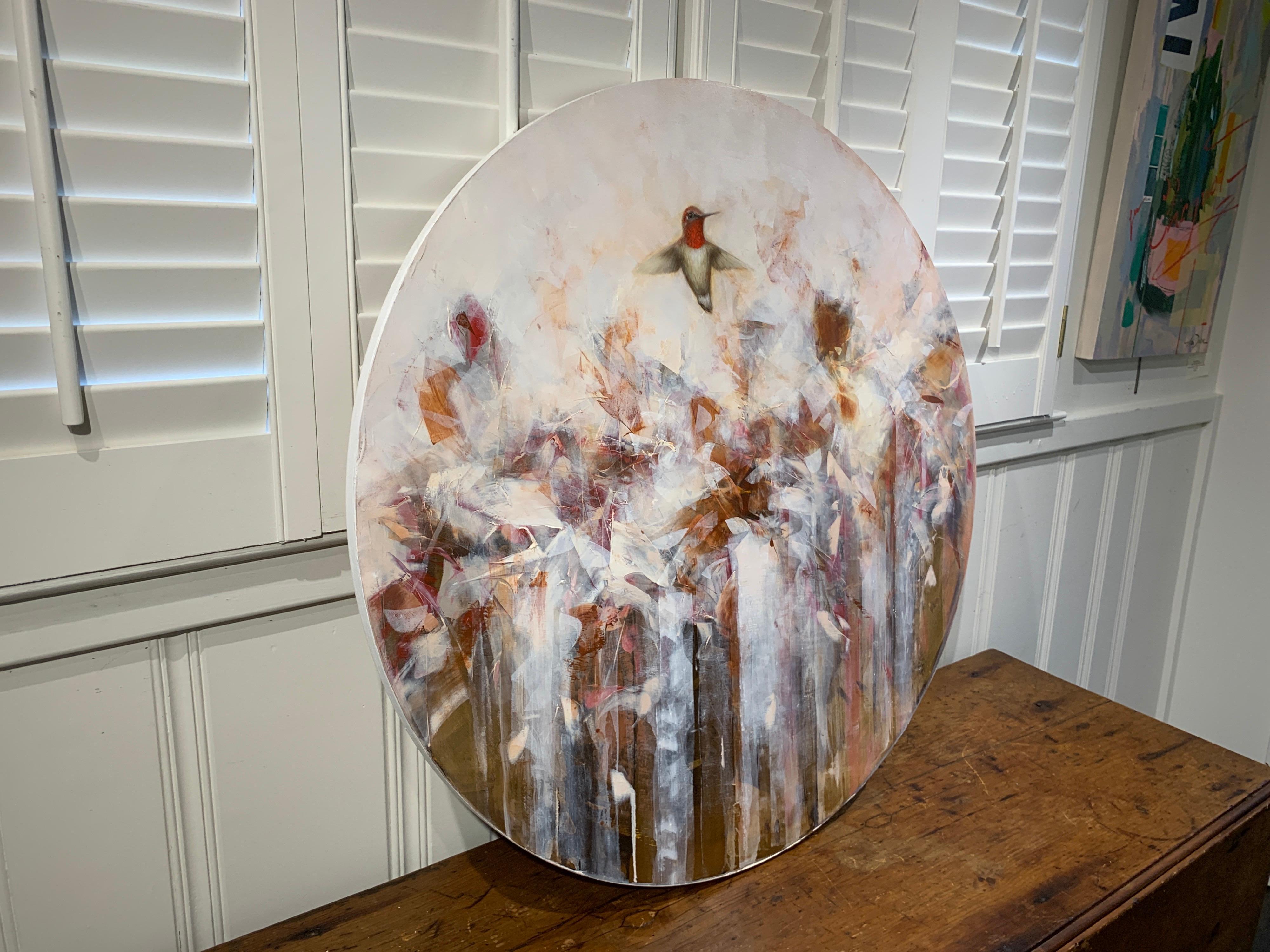Golden Bloom II by Jessica Pisano, Contemporary Bird Painting on Board 4