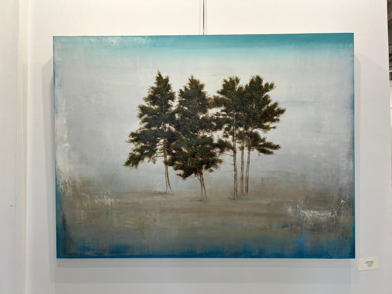 Grove of Evergreens by Jessica Pisano, Large Contemporary Tree Painting For Sale 2