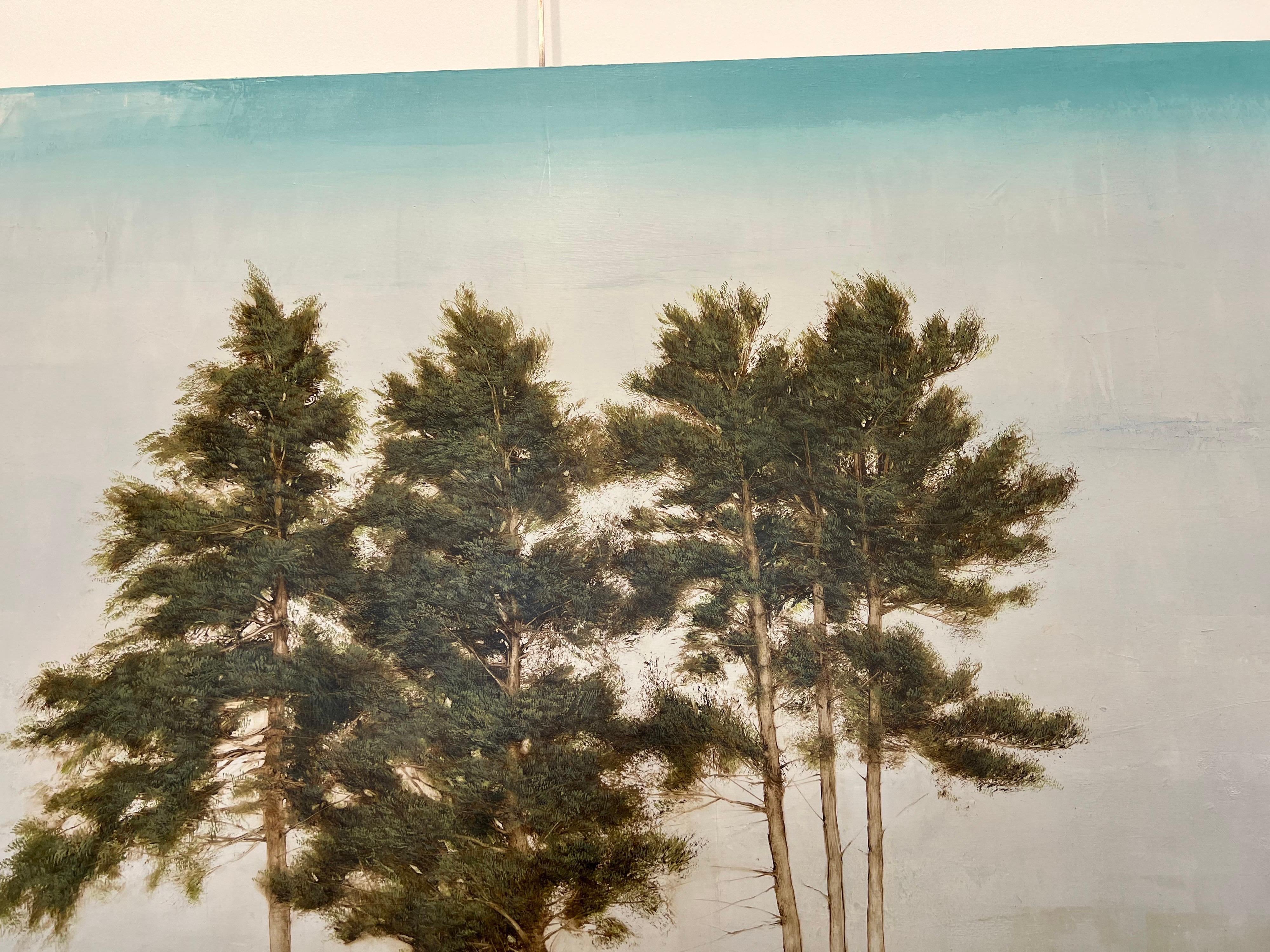 Grove of Evergreens by Jessica Pisano, Large Contemporary Tree Painting 3