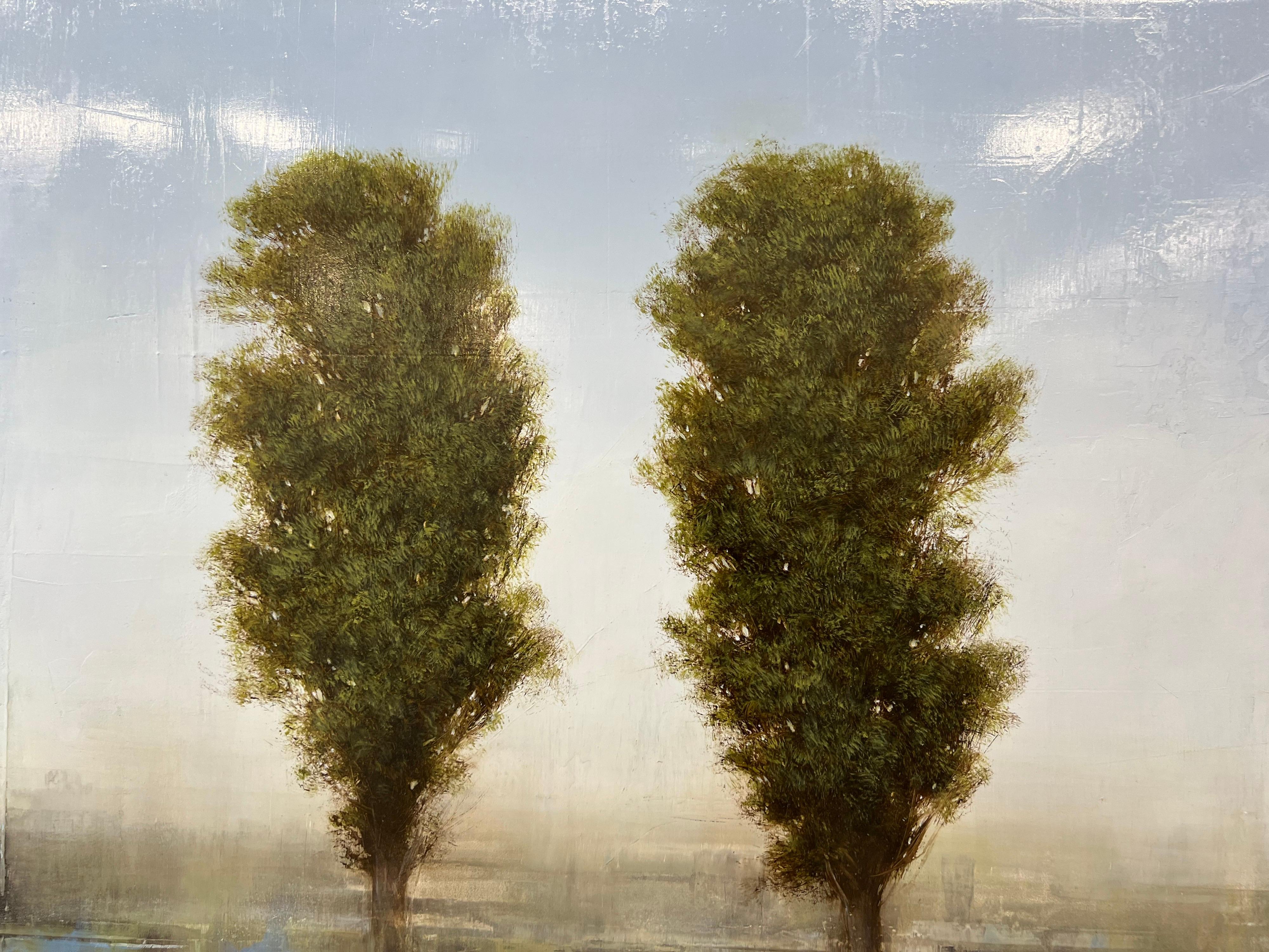 Old French Cypress by Jessica Pisano, Contemporary Tree Painting on Panel 2
