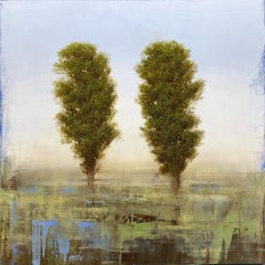 Old French Cypress by Jessica Pisano, Contemporary Tree Painting on Panel