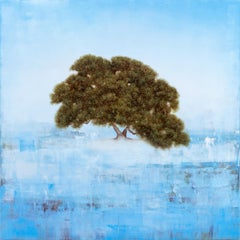 Oak Oak senza tempo di Jessica Pisano, quadro ad olio su pannello con albero contemporaneo