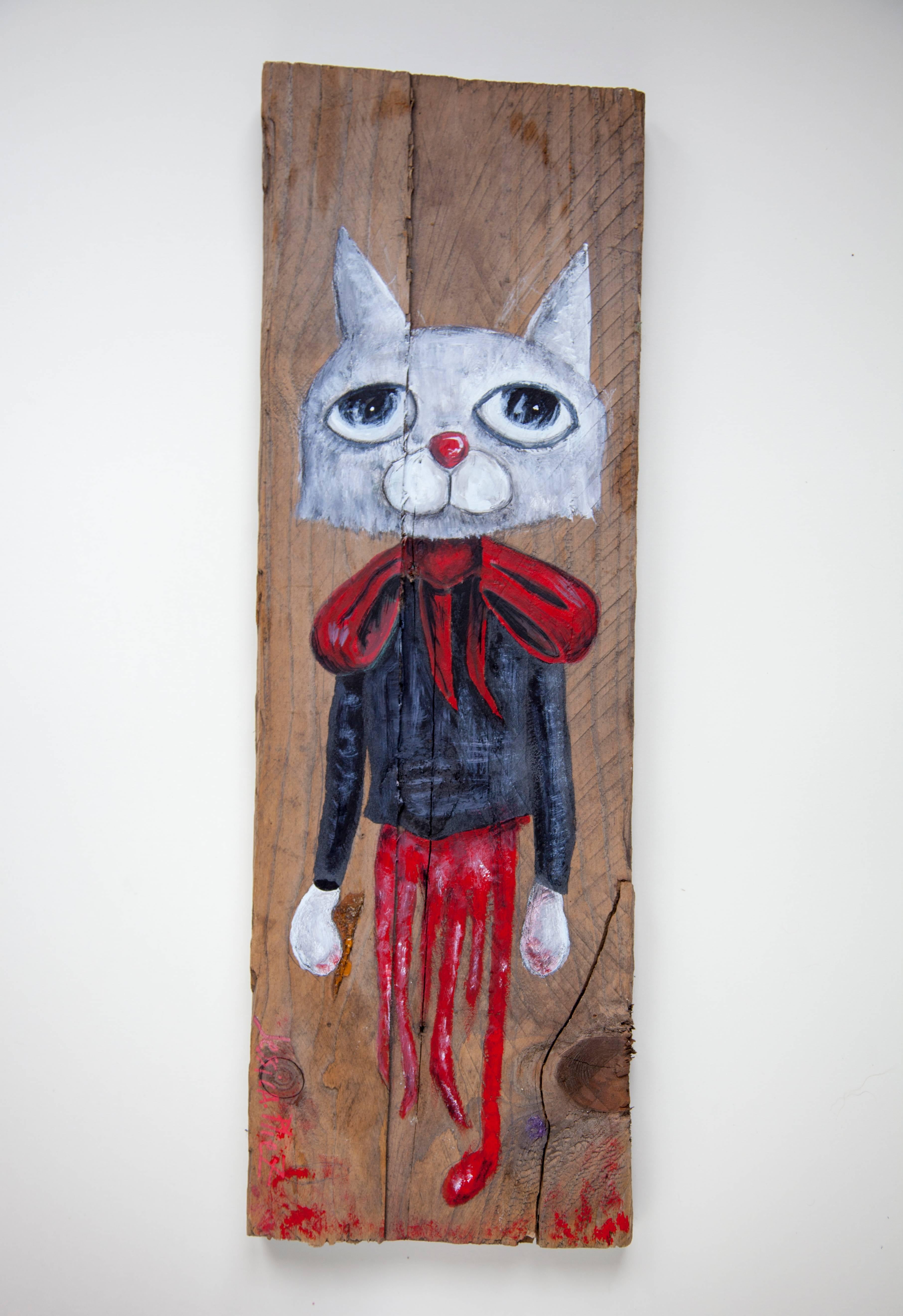 Half Cat - Painting by Jessica Pliez