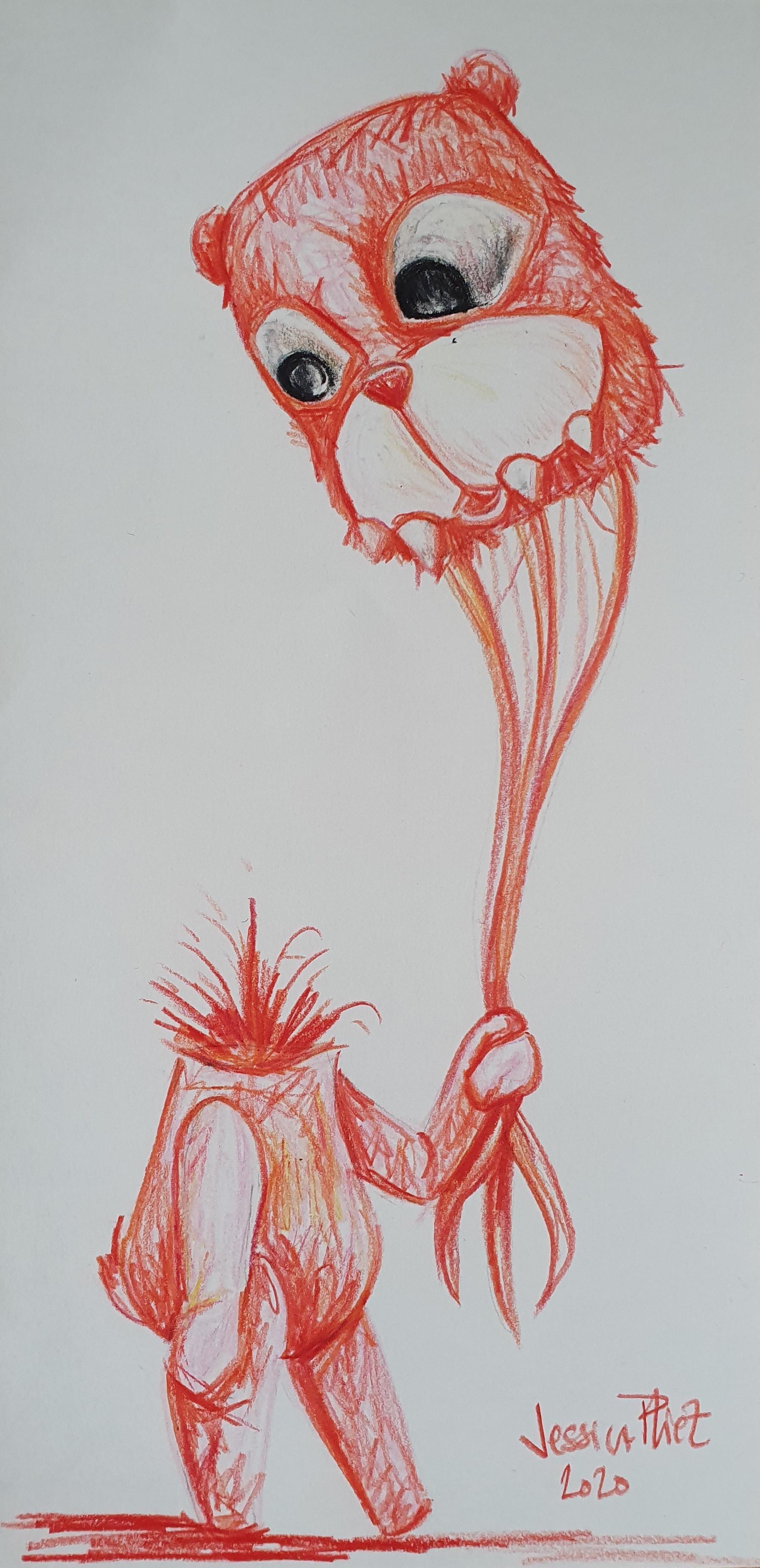 Jessica Pliez, artist in the poetic and infantile world, which reminds one of the filmmaker Tim Burton, loves the surprising supports.

2020
Drawing / pencil on cardboard
24 x 12 cm
Original work signed
Artist's certificate
Selling price: 120 euros