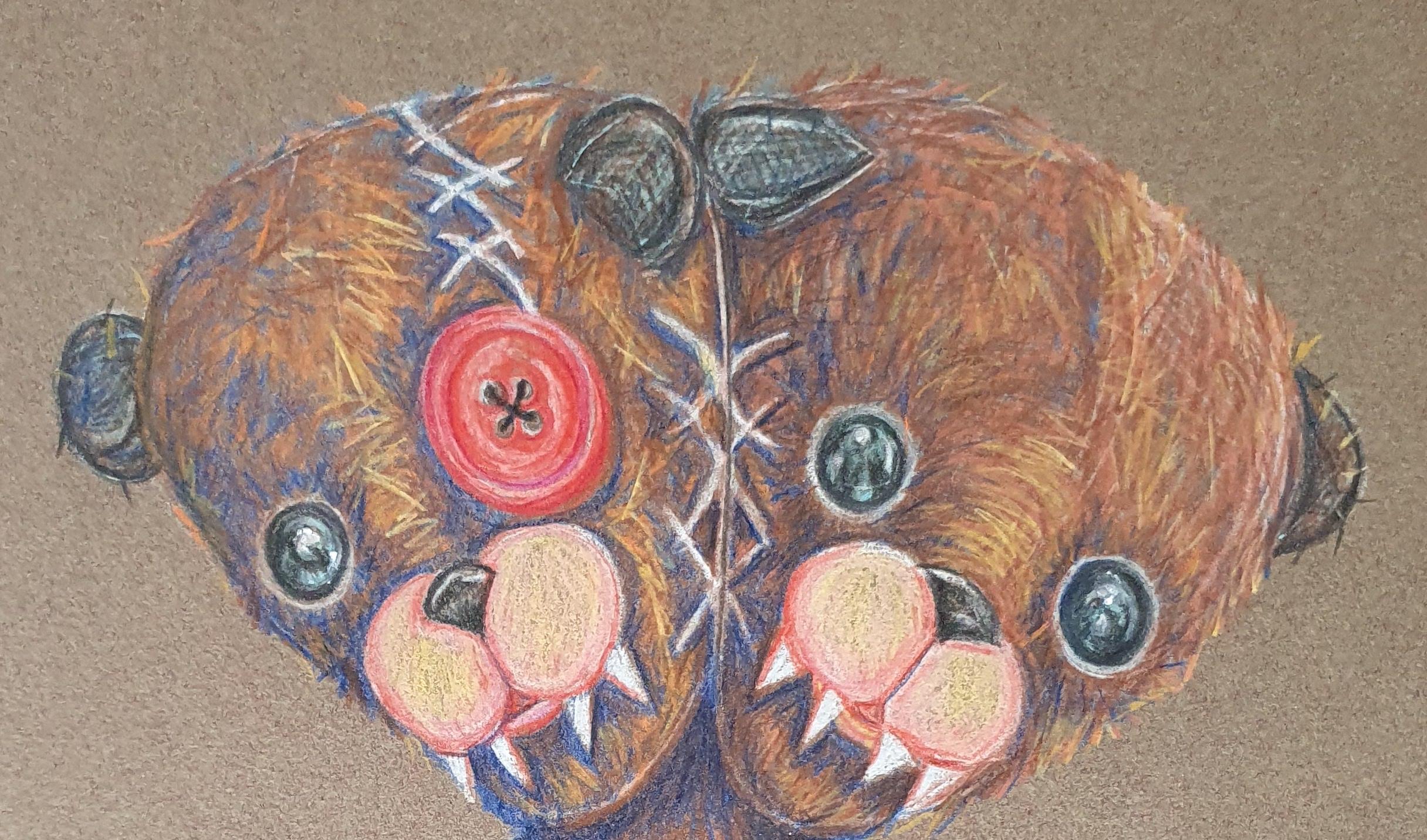 Teddy Bear - Petit ours en peluche découpé - 2020 - Marron Figurative Painting par Jessica Pliez