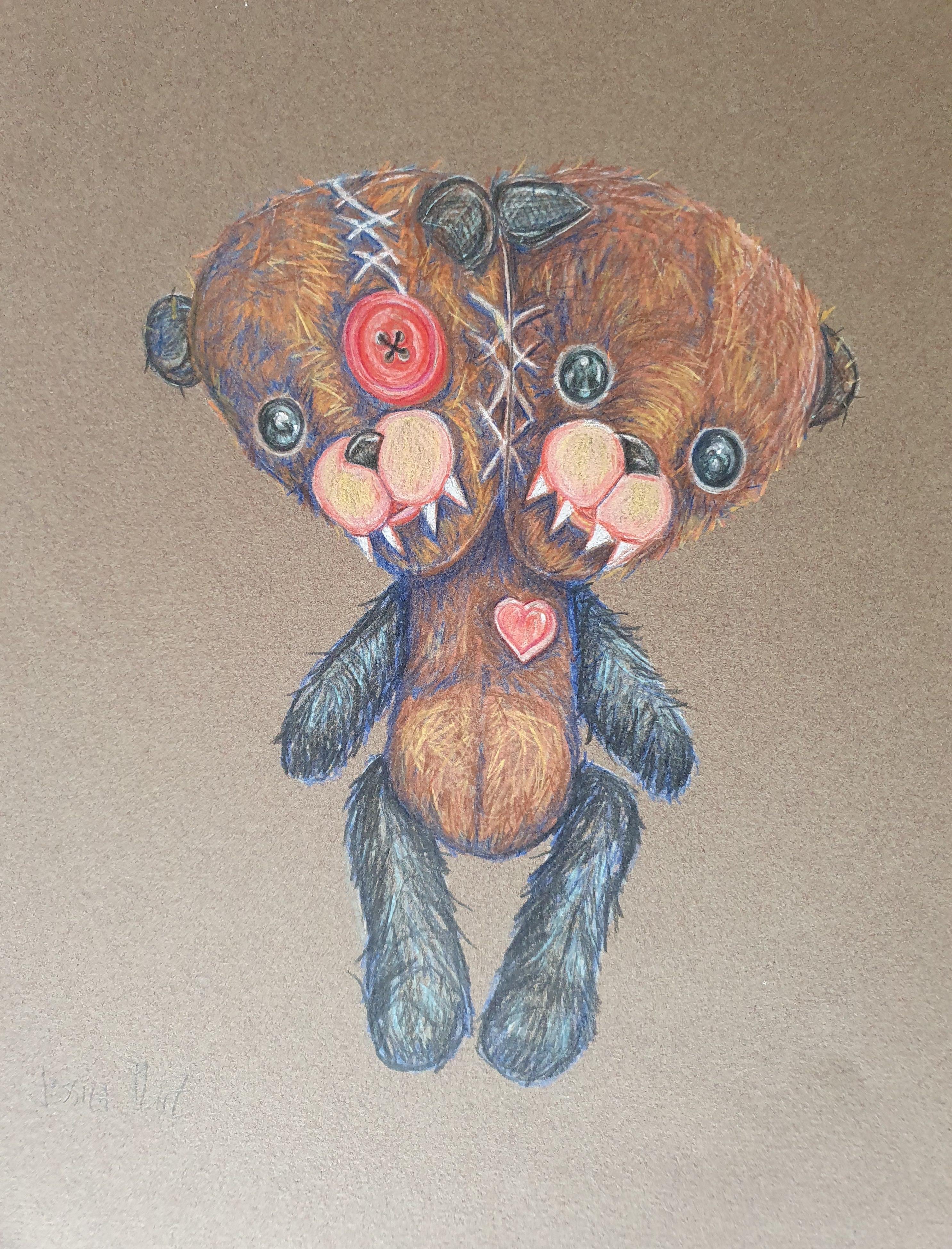 Jessica Pliez Figurative Painting - Tiny cuty sweaty Teddy Bear - 2020