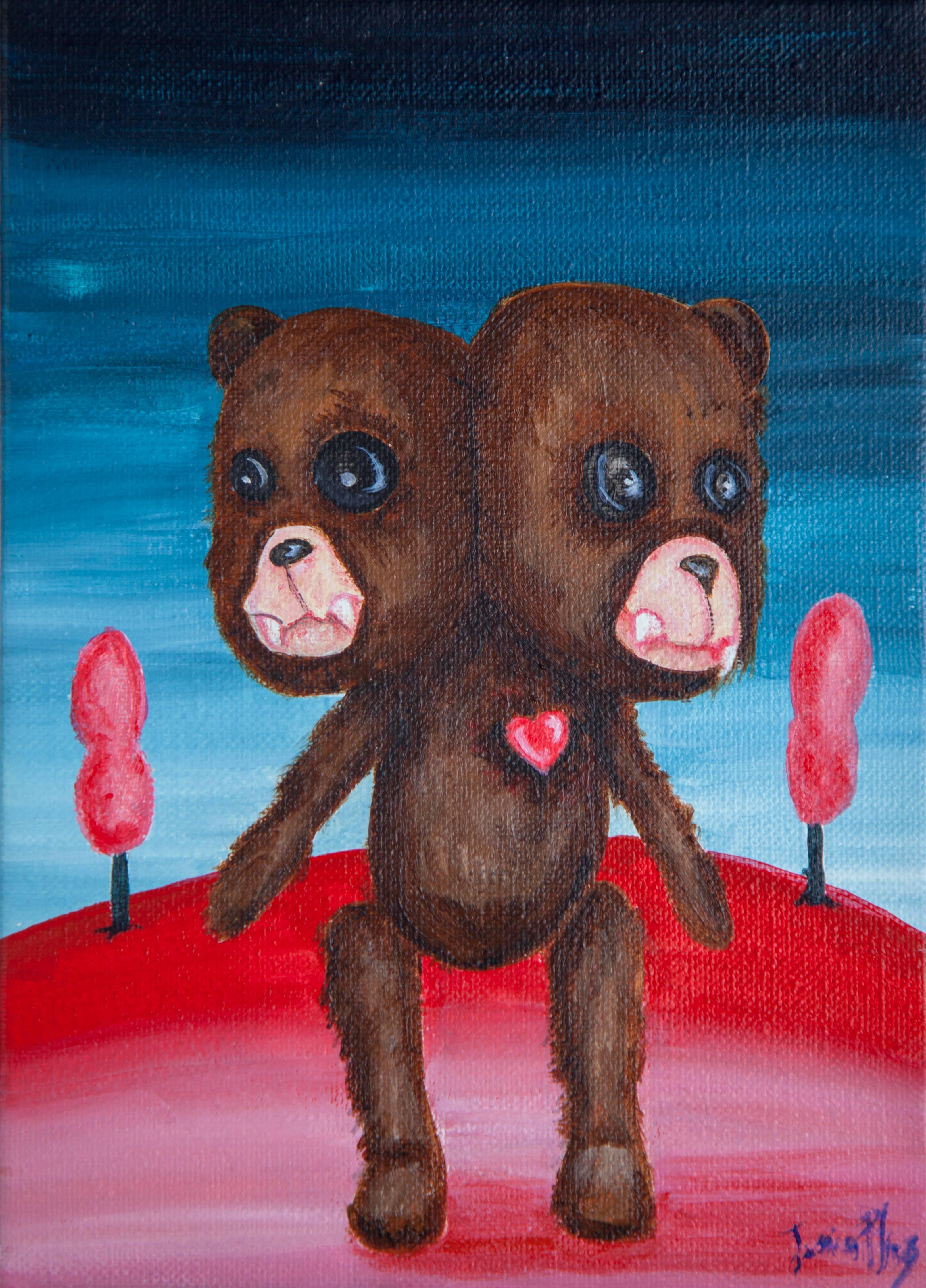 Jessica Pliez Figurative Painting - Two heads bear