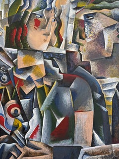 THE INVITATION Color Serigraph, Modern Abstract, Couple Portrait, Cubist style