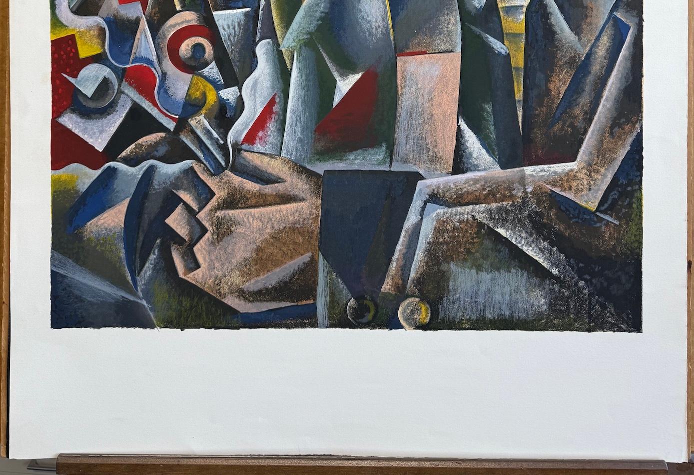 THE INVITATION Color Serigraph, Modern Abstract, Couple Portrait, Cubist style For Sale 2