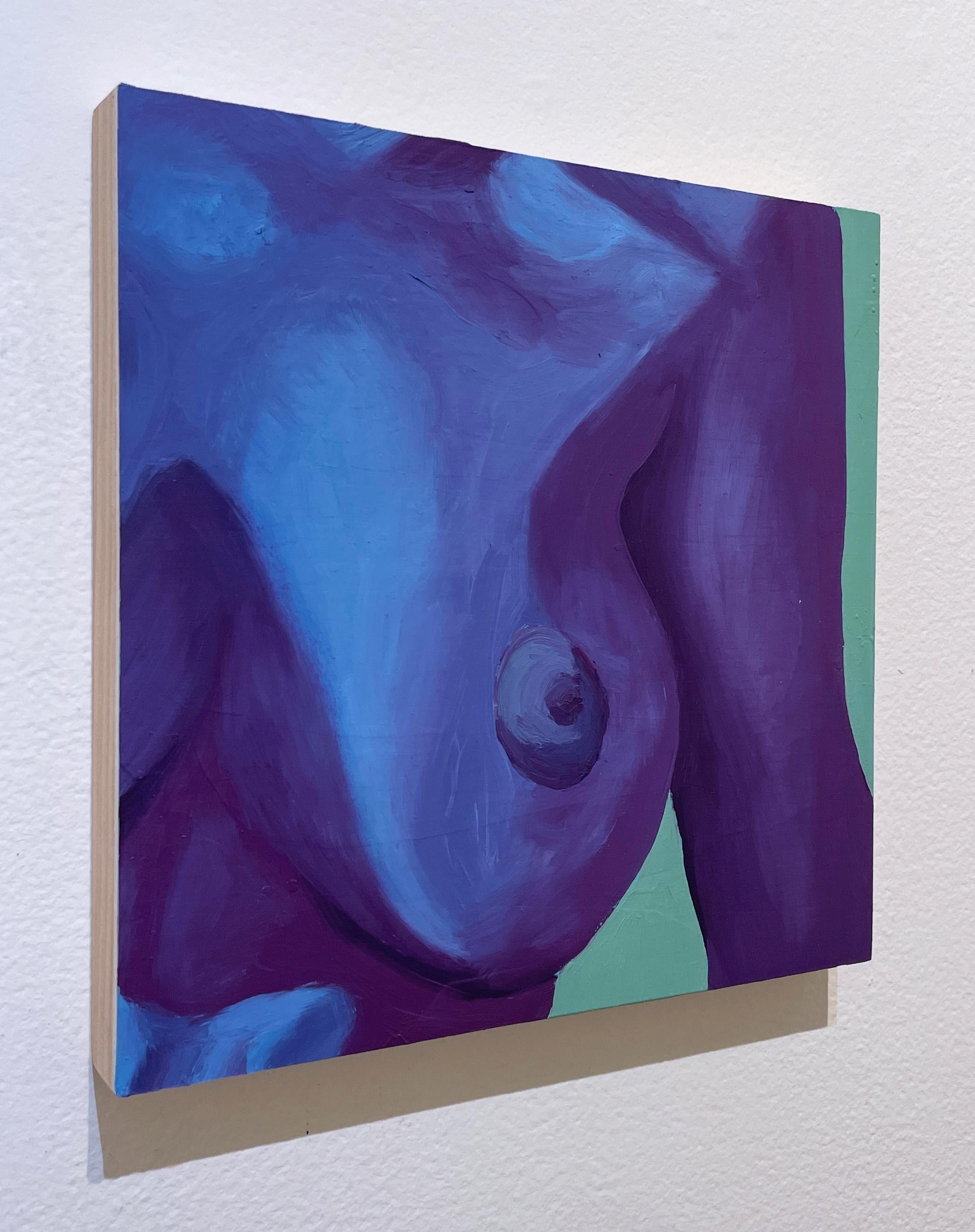 Oil Painting / Figurative Art / Feminist Art and Contemporary Feminist / Human Figure / Nude

Pura (2021), figurative nude, breast, in range of purple, including indigo, and blue and mint green. Oil painting on wood panel.

Hand-signed by