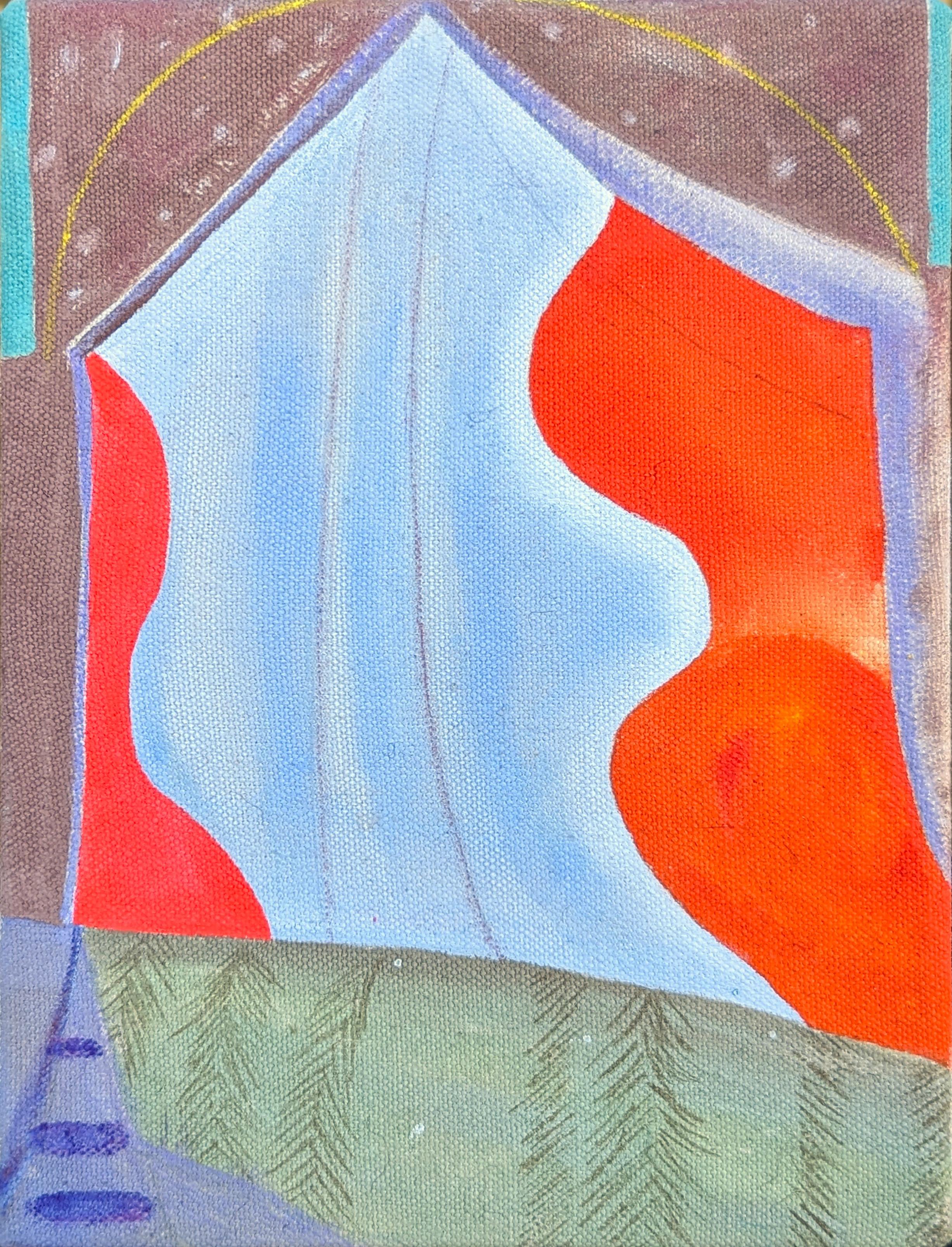 Peinture d'intérieur en technique mixte abstraite contemporaine colorée «urtain »