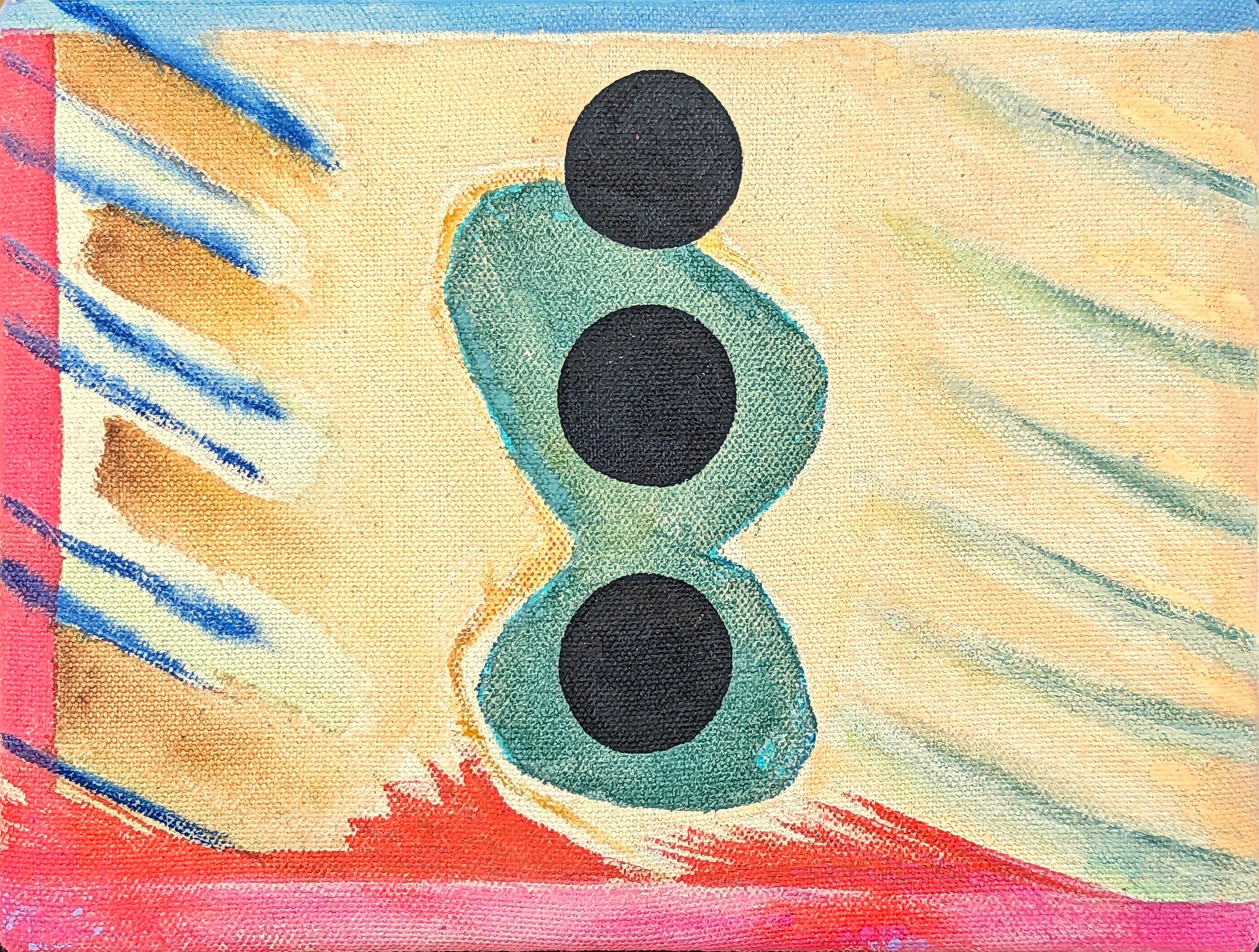 „Dot Dot“ Zeitgenössisches farbenfrohes abstraktes Gemälde in Mischtechnik für den Innenraum