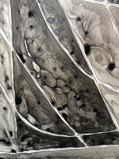 Reflecting Bodies 4, monochromatic large geometric architectural abstract