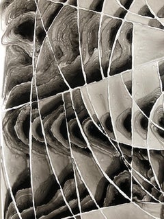 Reflecting Bodies 6, monochromatic large geometric architectural abstract