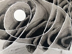 Reflecting Bodies 7, monochromatic large geometric architectural abstract