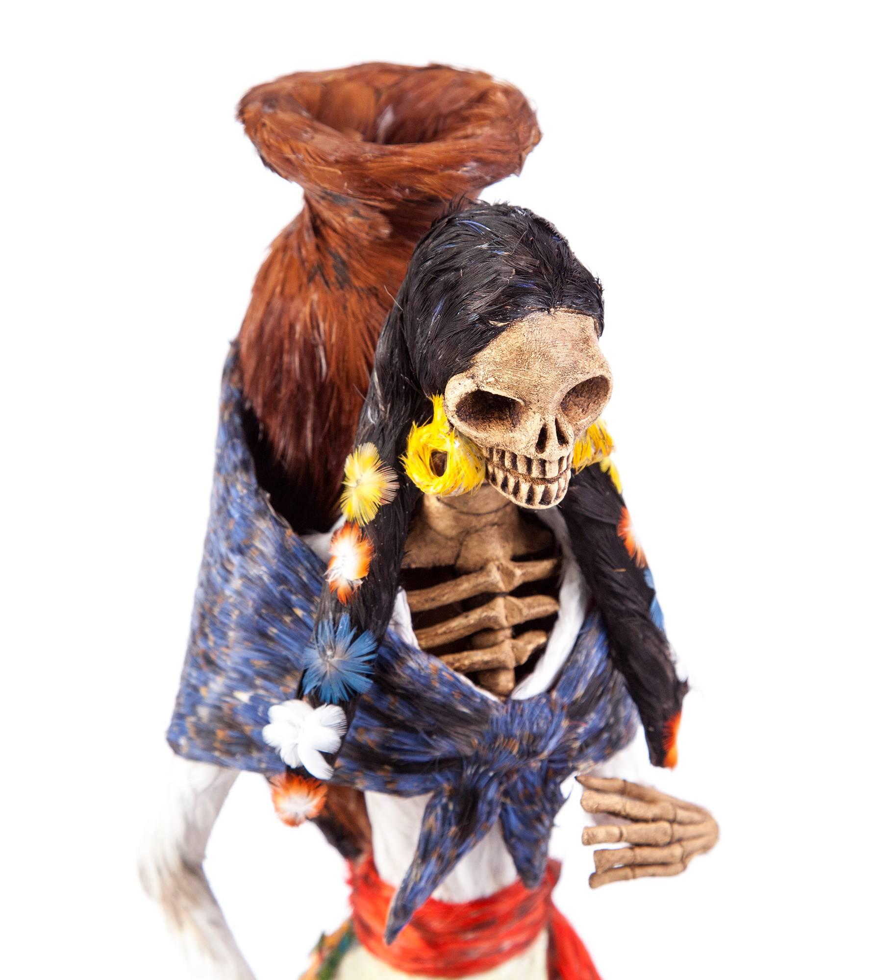 14'' Catrina vendedora Mexican Folk Art - Sculpture by Jessica Yazmin Fuerte Alejo