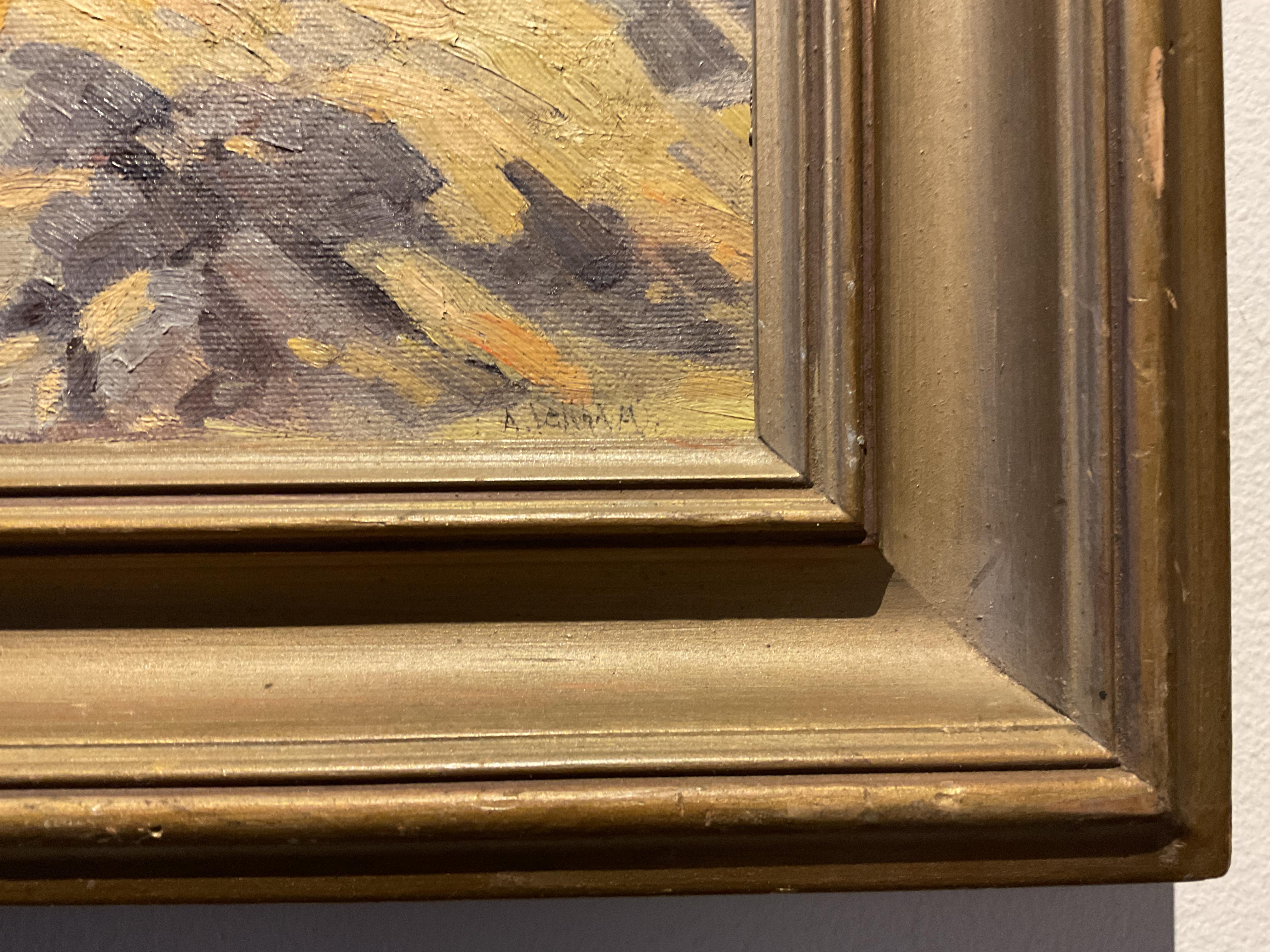 Dipinto a olio d'epoca di Alpha Lanham (1885-1972), Midland, Texas, 1950 ca. - Painting Postimpressionismo di Jessie Alpha Lanham 