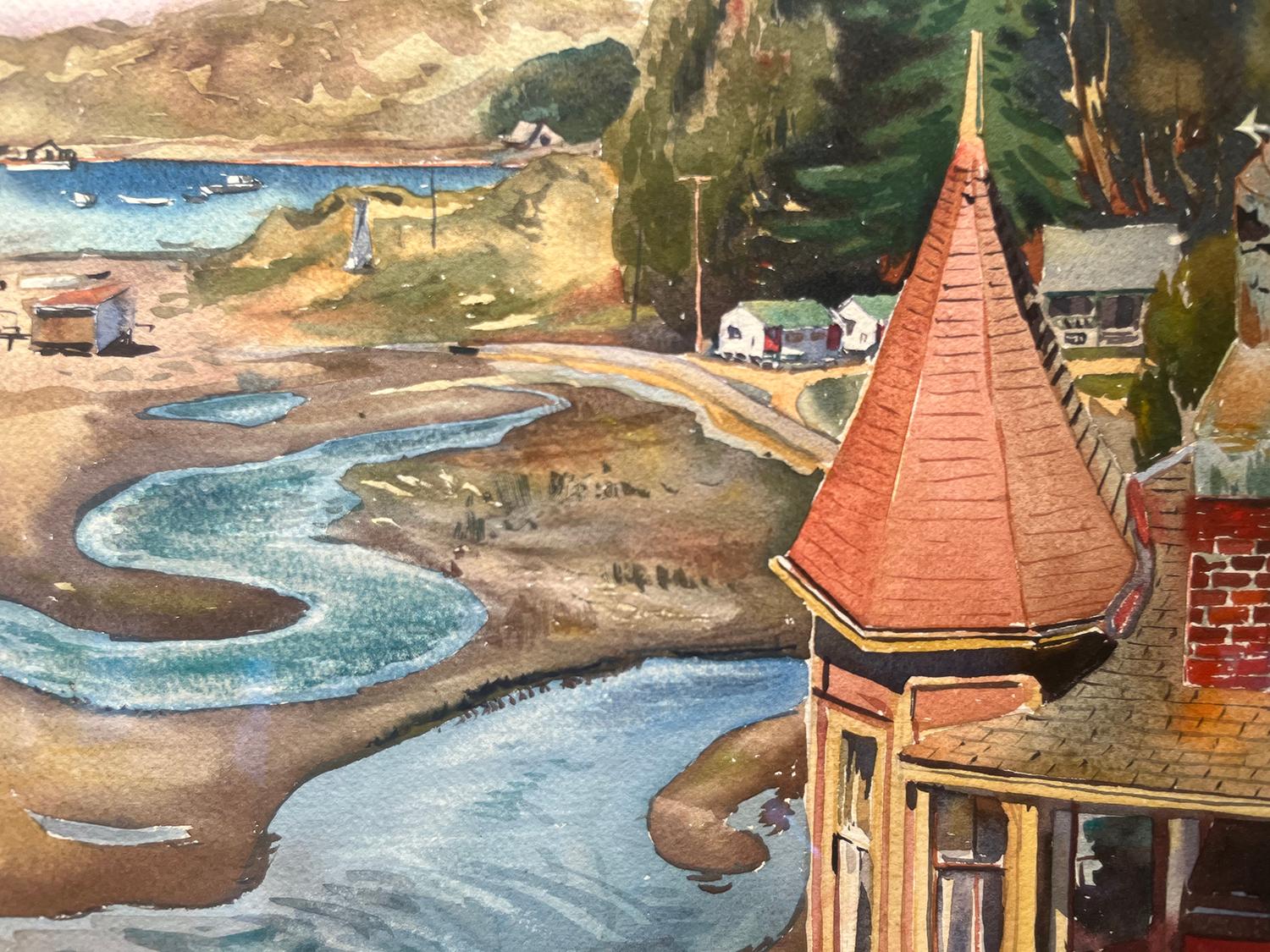 Bodega Bay, um 1906 (Beige), Landscape Painting, von Jessie Arms Botke