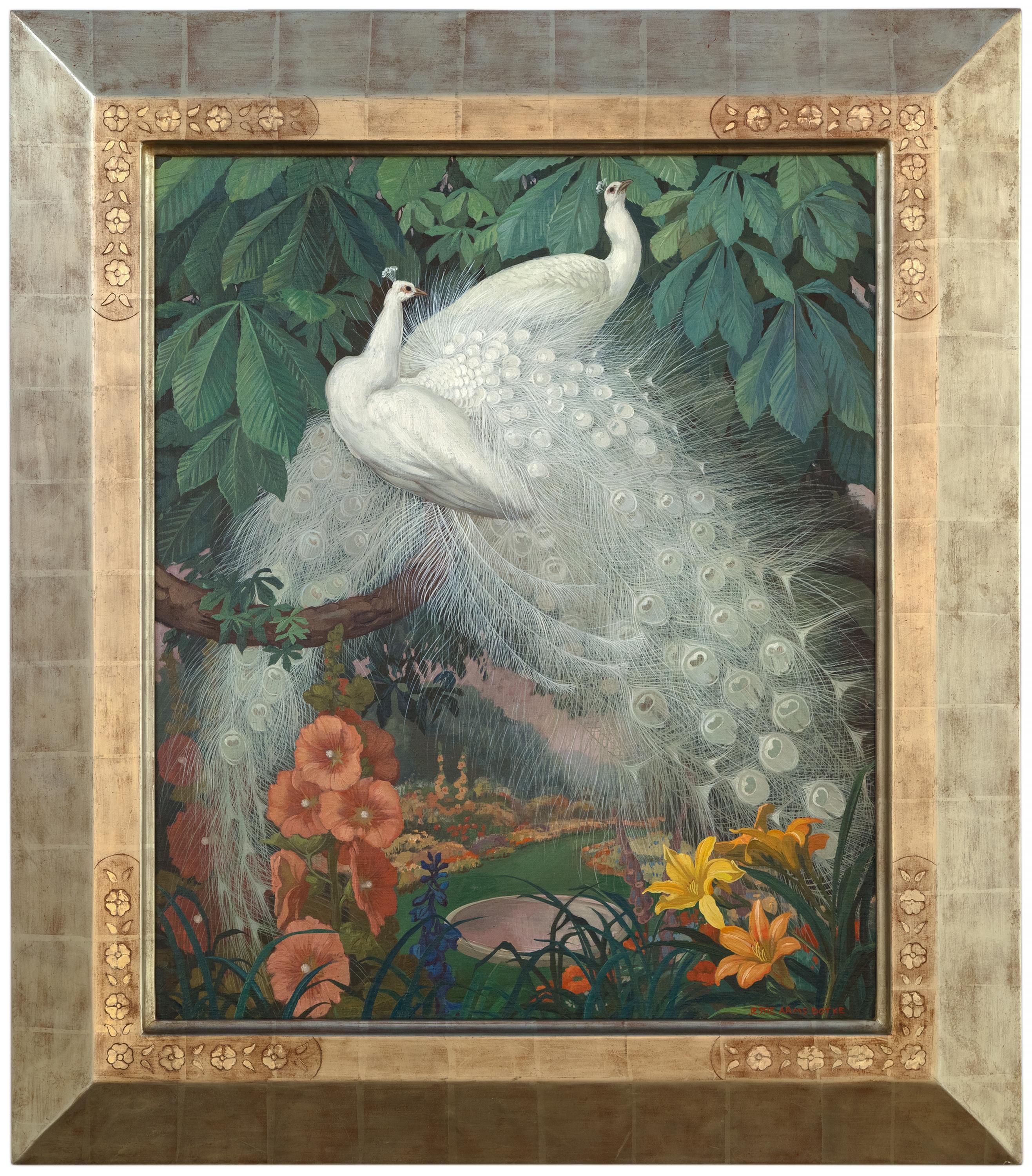 Deux paons blancs - Painting de Jessie Arms Botke