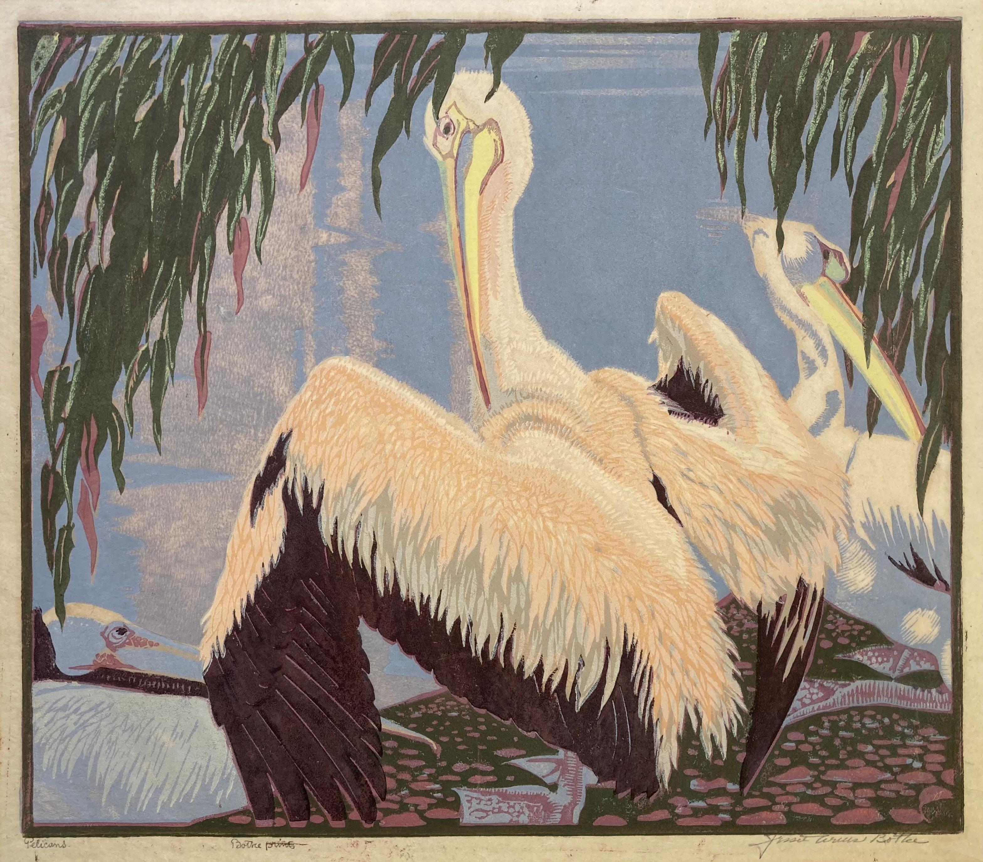 FLAMINGOS – Botkes größter Kunsthandwerk-Farbholzschnitt!