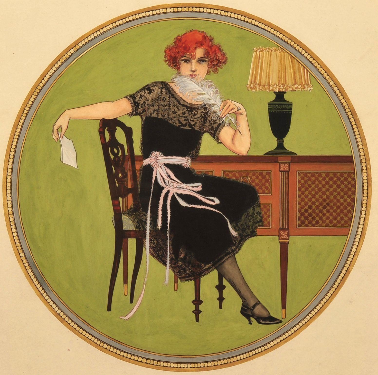 Red-Haired Woman - Painting by Jessie Gillespie